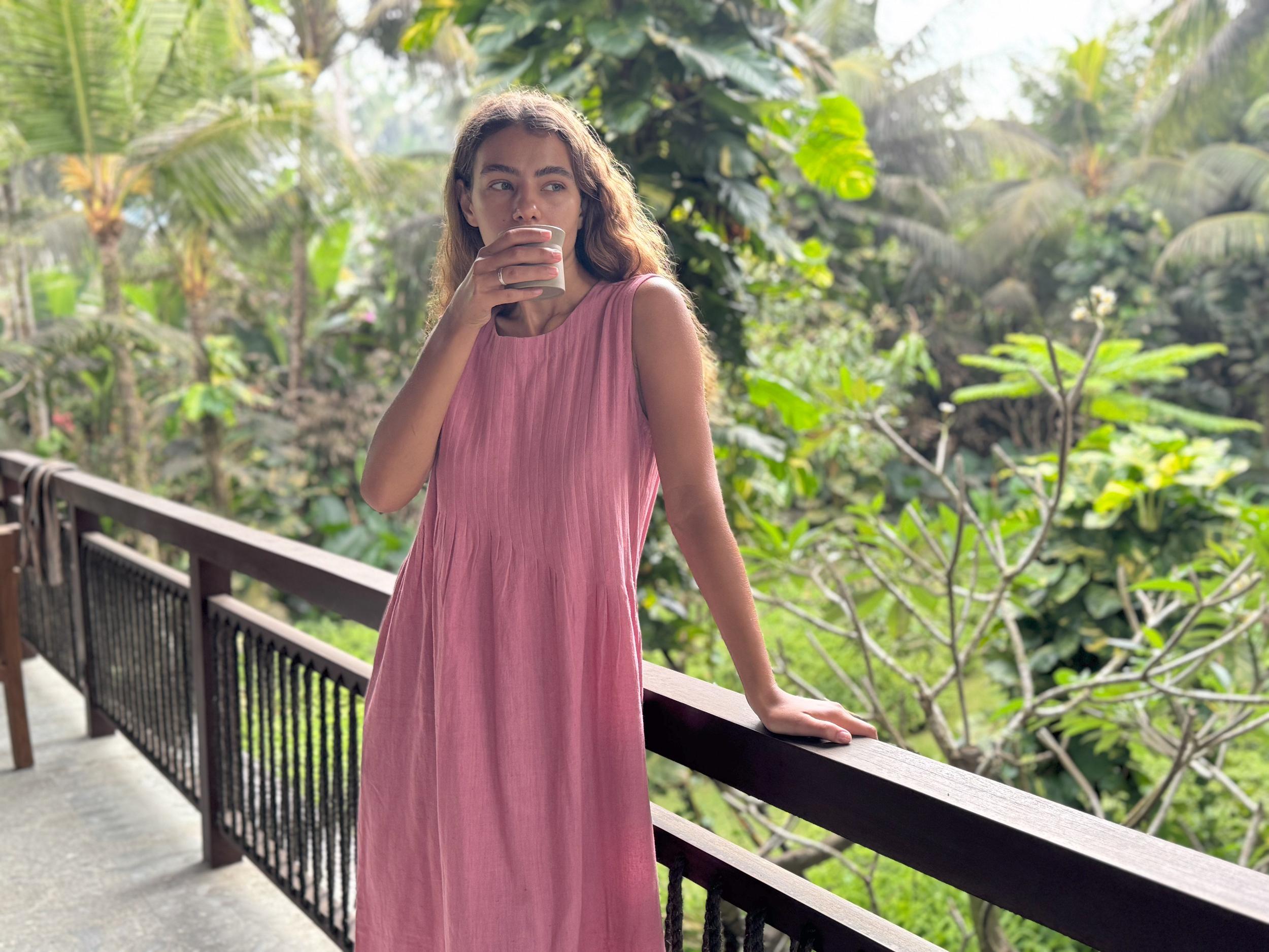 Rose Pleated Minimal Dress Product Image