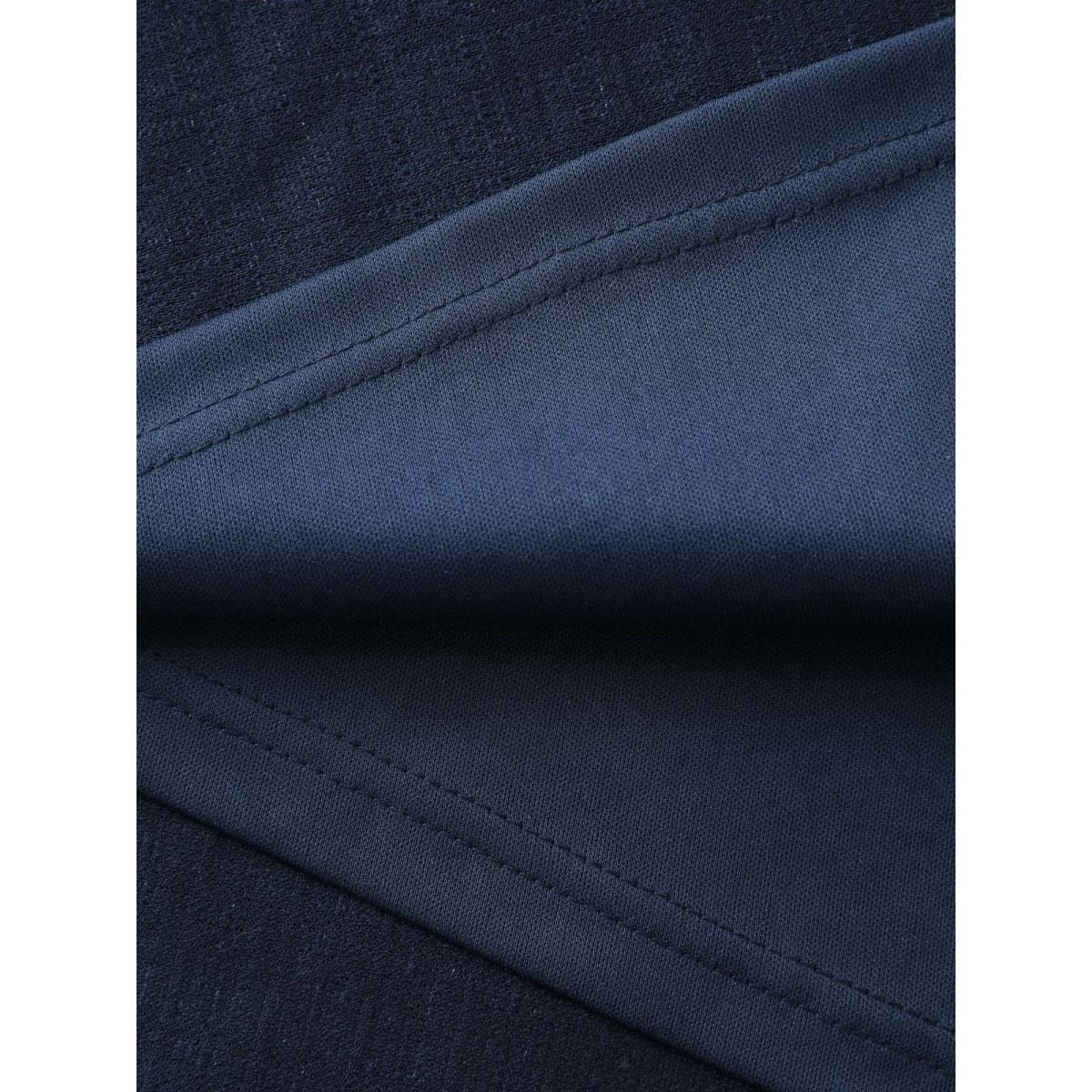 Plus Size Textured Square Neckline Button Midi Dress Indigo Women Office Square Neck Extra Long Sleeve Curvy BloomChic 22-24/3X Product Image