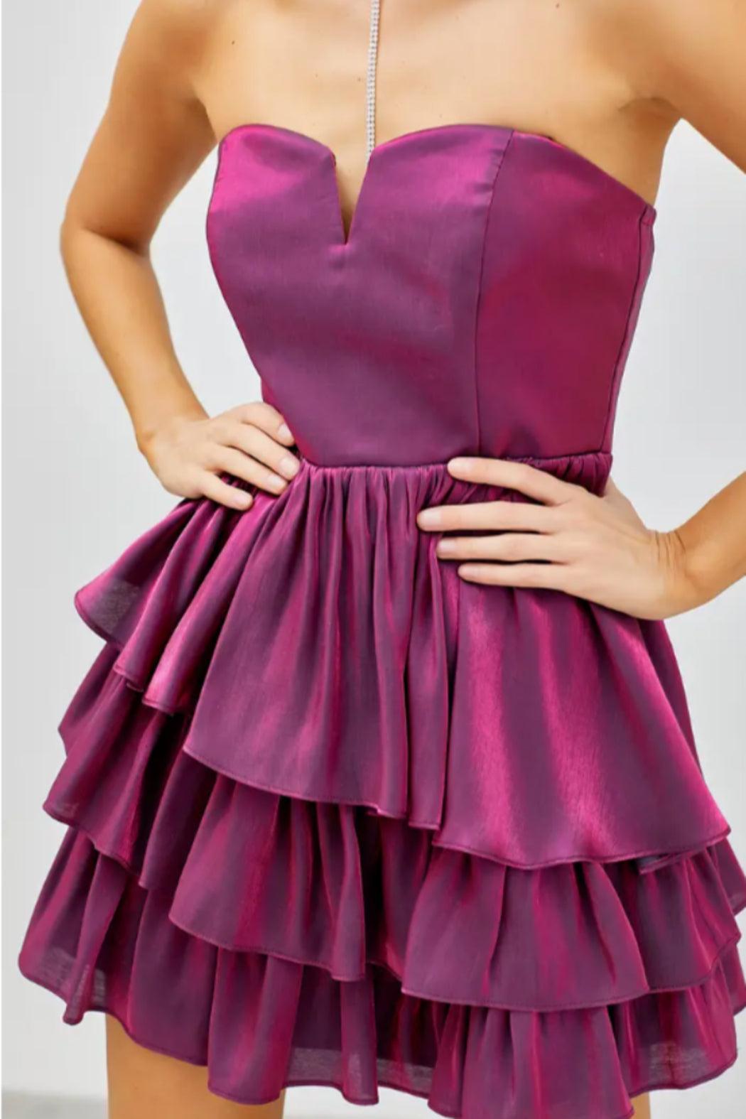Open Shoulder Ruffle Mini Dress Product Image