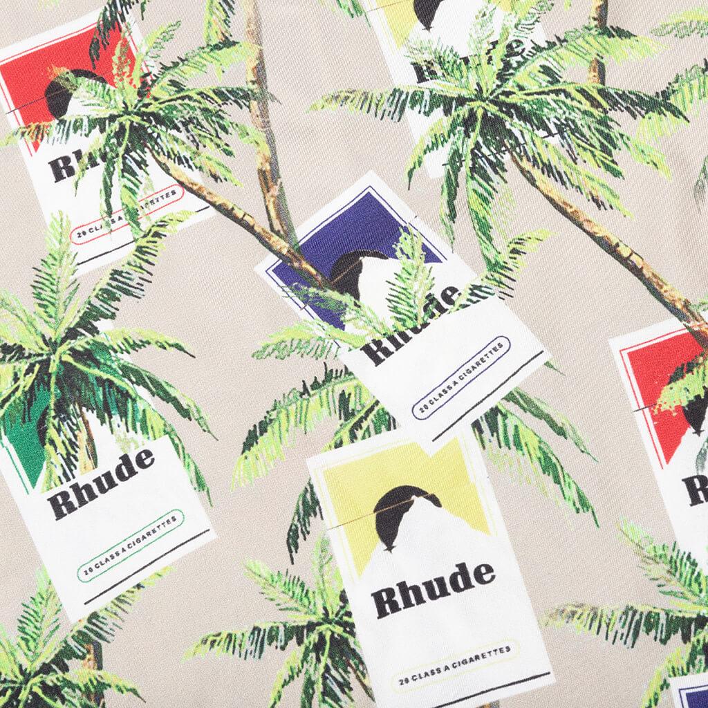 Cigarette Print Button Up - Taupe/Multi Male Product Image