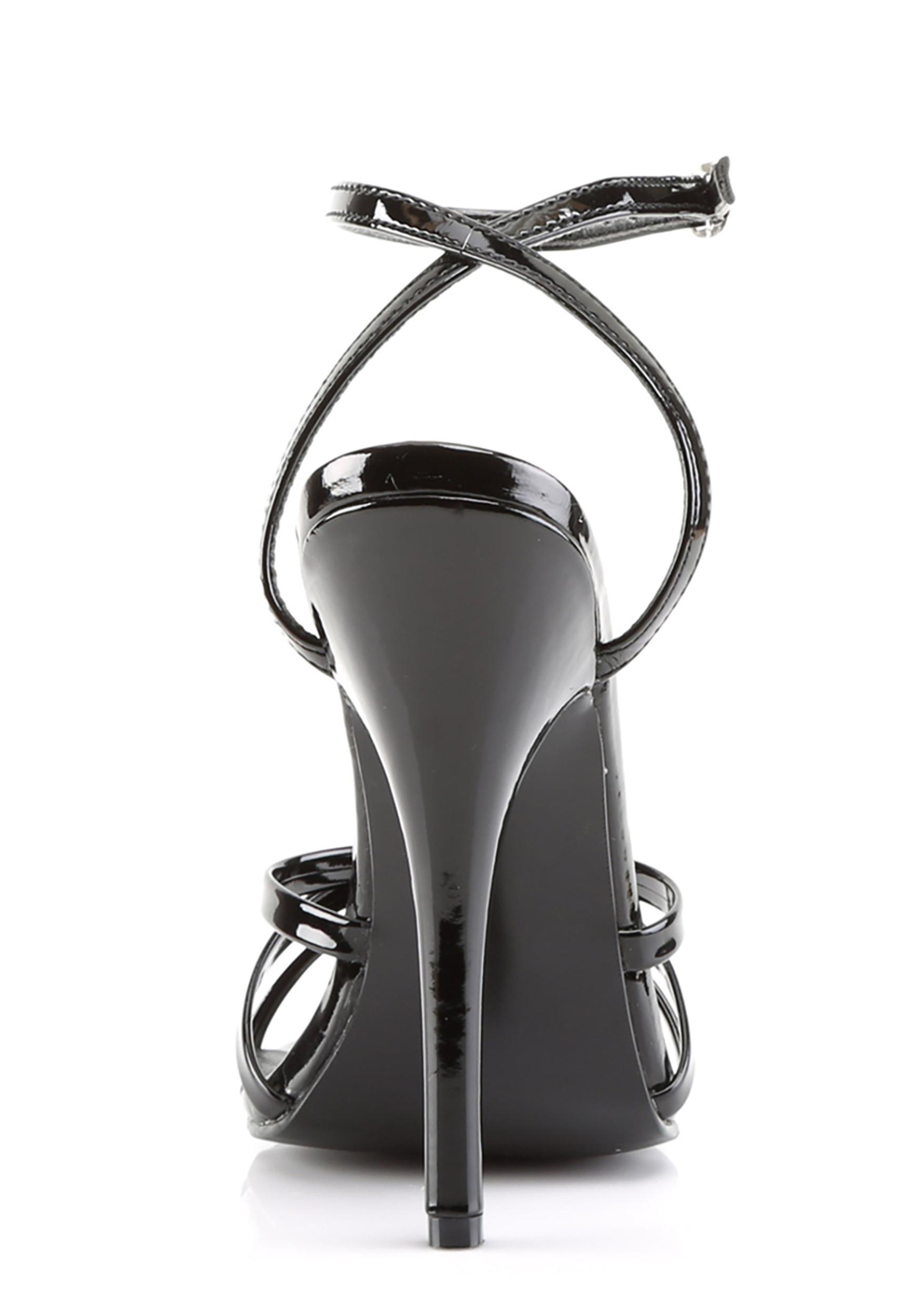 Devious Vegan Leather Domina-108 Wrap Heels - Black Product Image