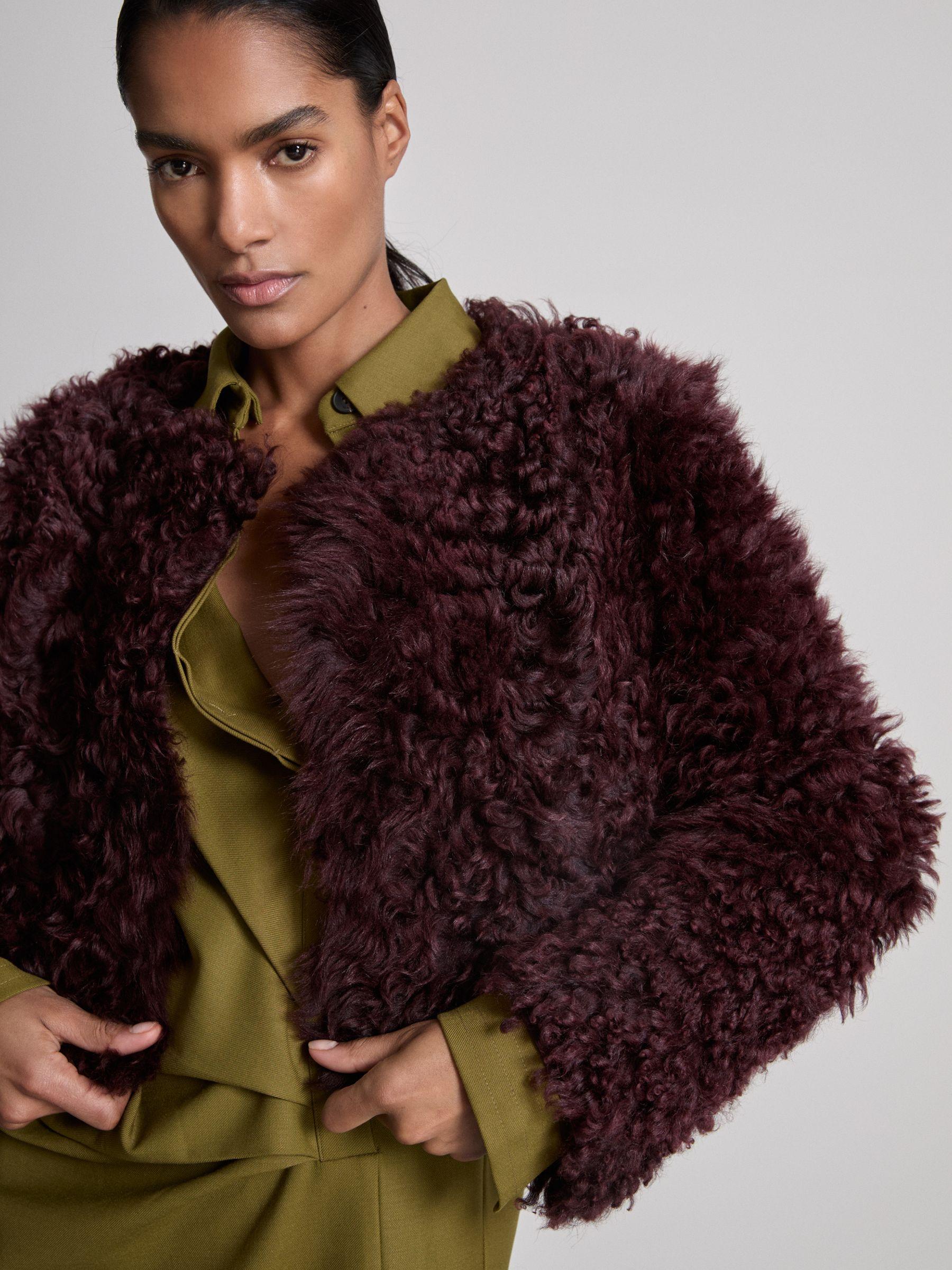 Atelier Shearling Convertible Coat in Burgundy Product Image