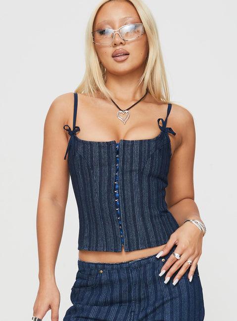 Charismatic Denim Corset Dark Pinstripe Product Image