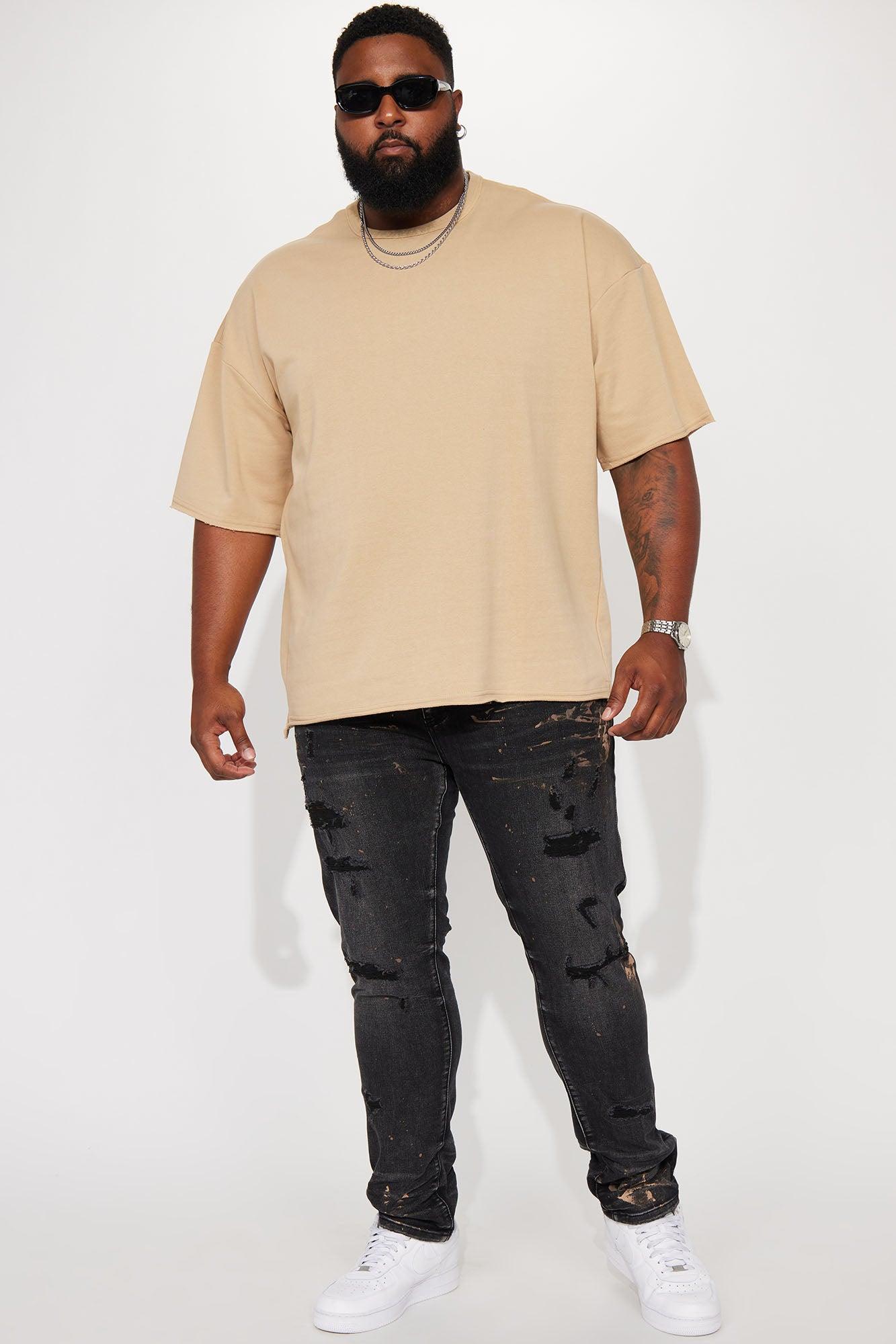 I Like How It Looks Oversized Terry Short Sleeve Tee - Tan Product Image