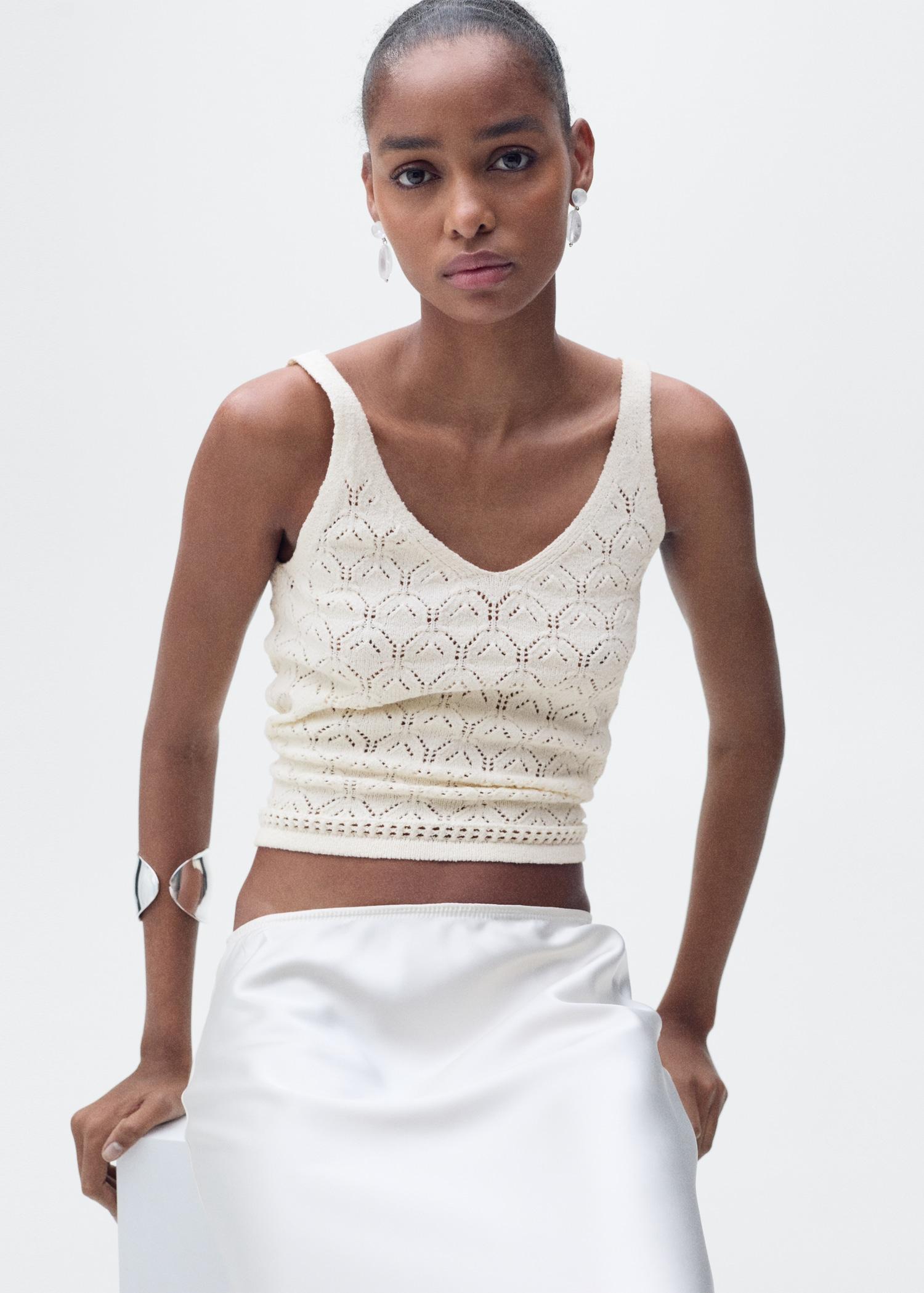 Openwork details knit top - Women | MANGO USA Product Image