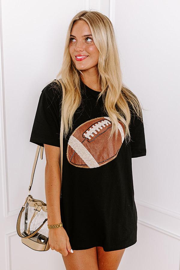 Kickoff Cutie Embroidered Oversized Tee in Black Product Image