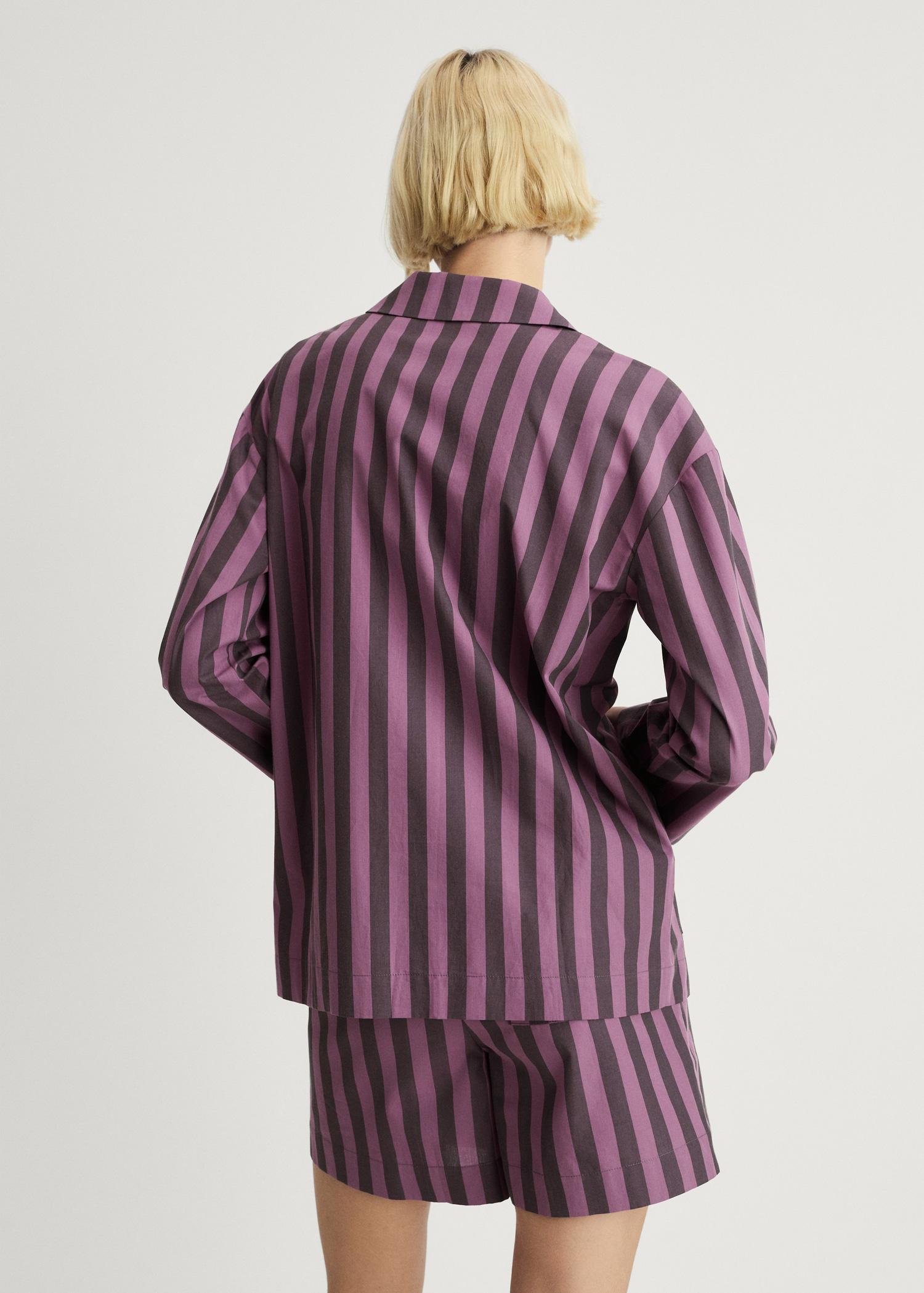 Two-tone woven striped long shirt - Women | MANGO USA Product Image