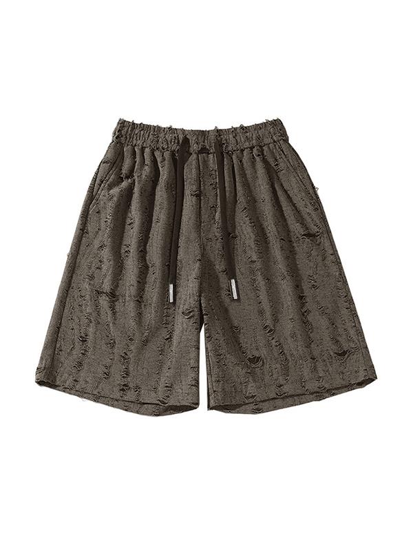 Men's Solid Tattered Design Shorts Product Image