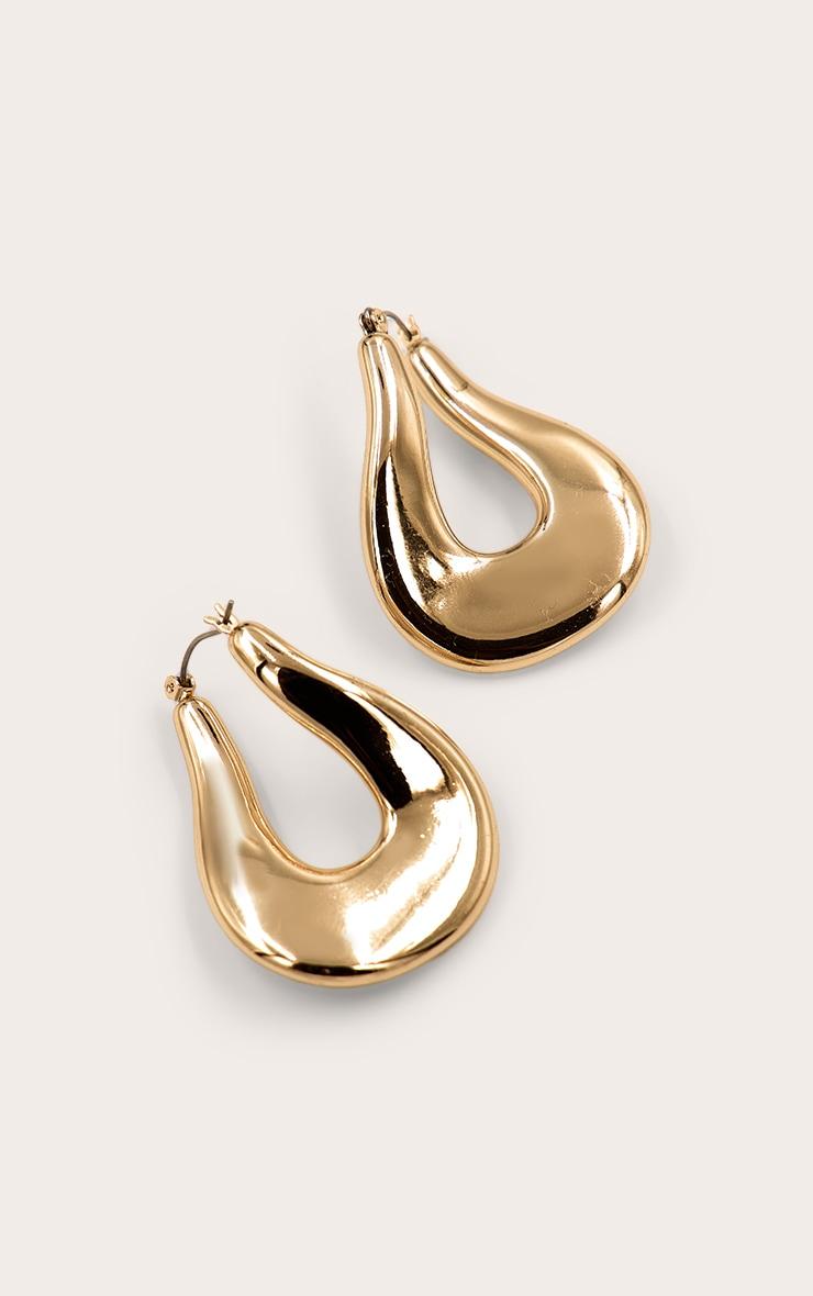 Gold Thick Abstract Twist Hoop Earrings Product Image