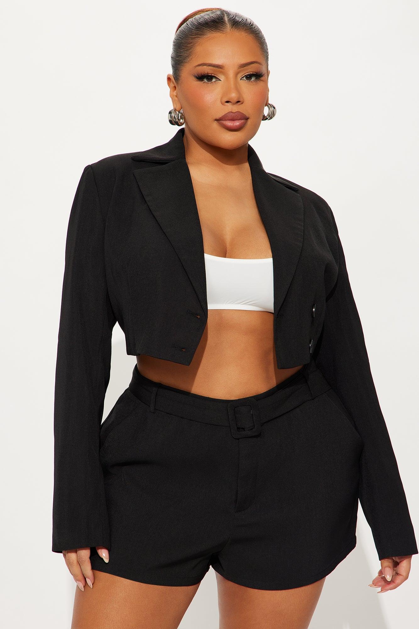 Pretty Business Cropped Blazer - Black Female Product Image