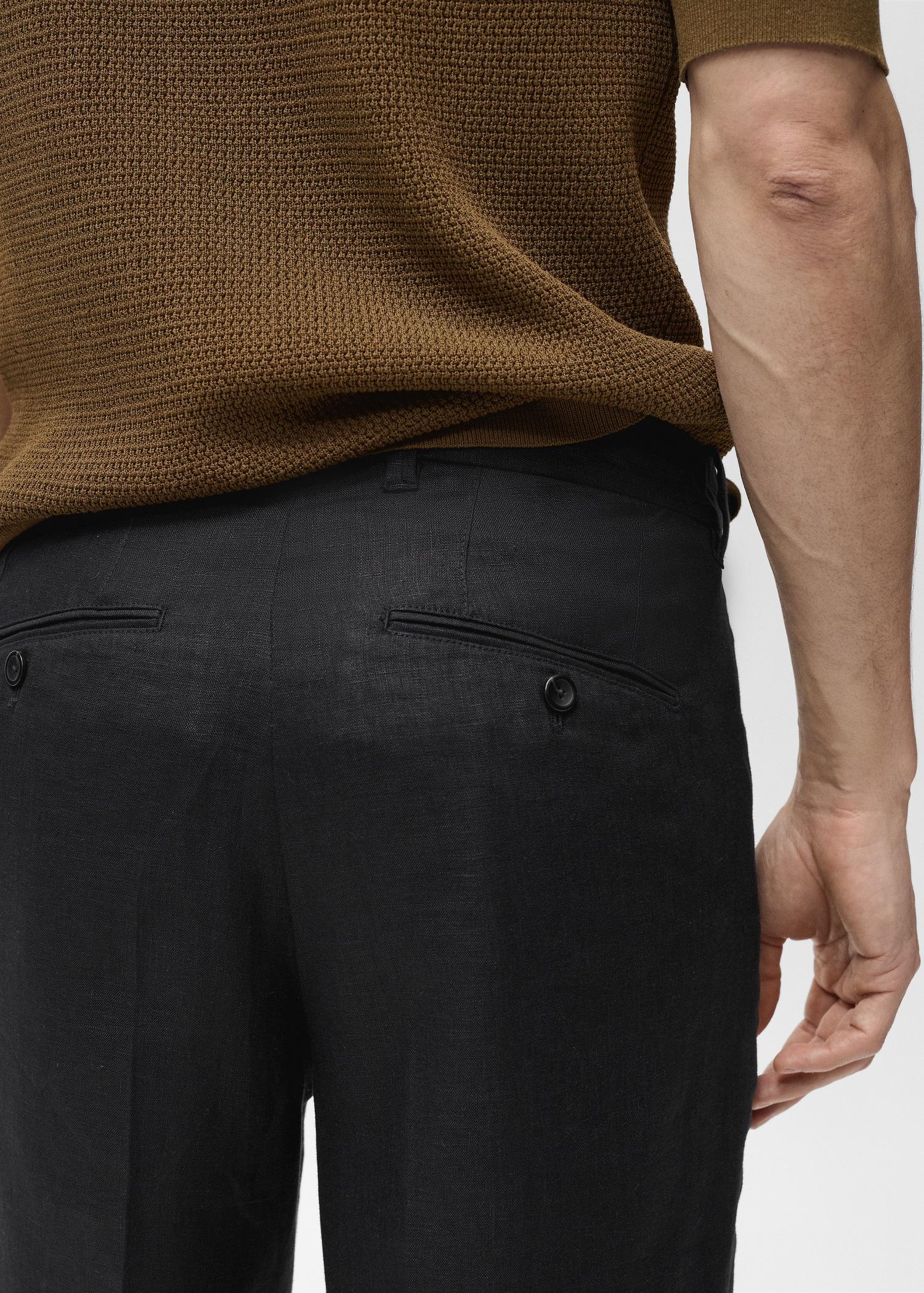 100% linen regular-fit trousers - Men | MANGO USA Product Image