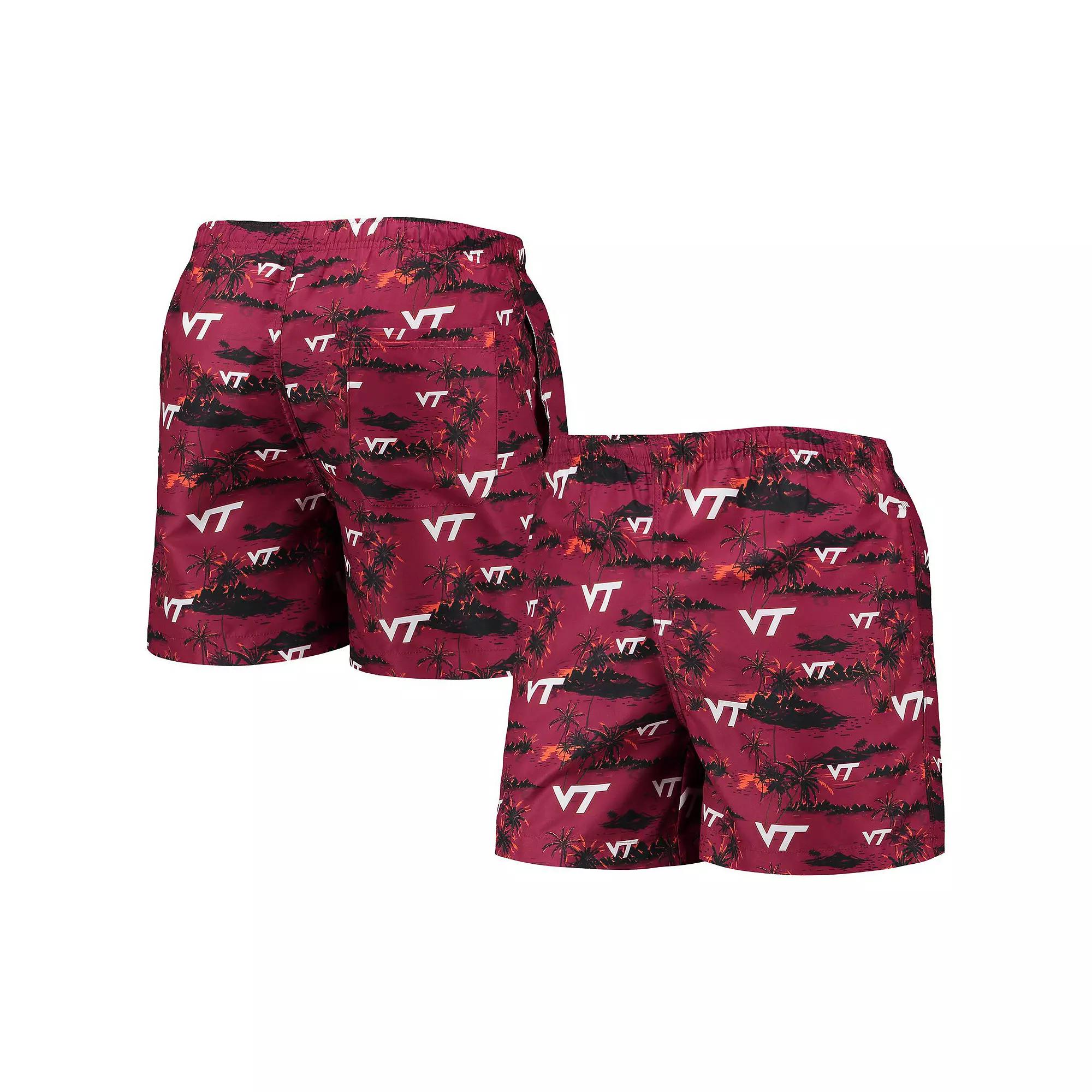 Men's FOCO Maroon Virginia Tech Hokies Island Palm Swim Trunks,  Product Image