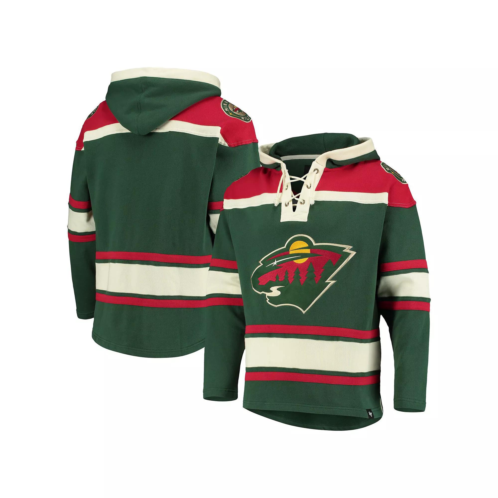 Men's '47 Green Minnesota Wild Superior Lacer Pullover Hoodie,  Product Image