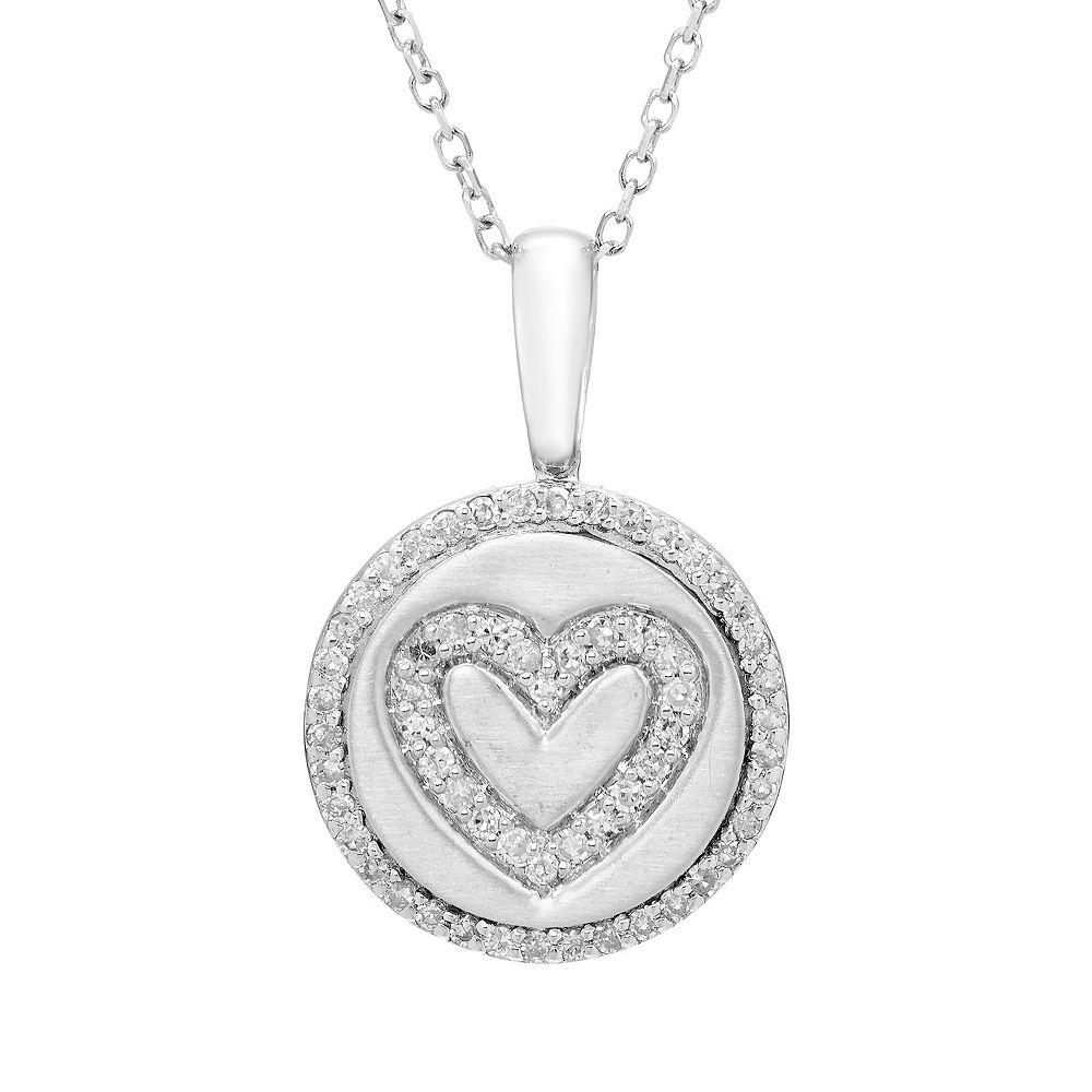 It's Personal Sterling Silver & Diamond-Accent Heart Pendant Necklace, Women's, Size: 18" Product Image