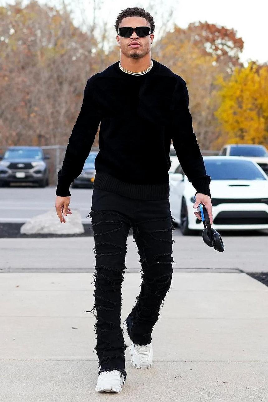 Shake Black Stacked Flare Jean Male Product Image