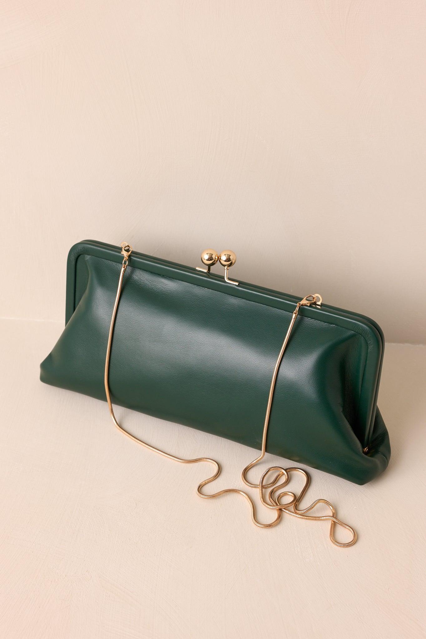 In Case You Missed It Forest Green Faux Leather Clutch Handbag Product Image