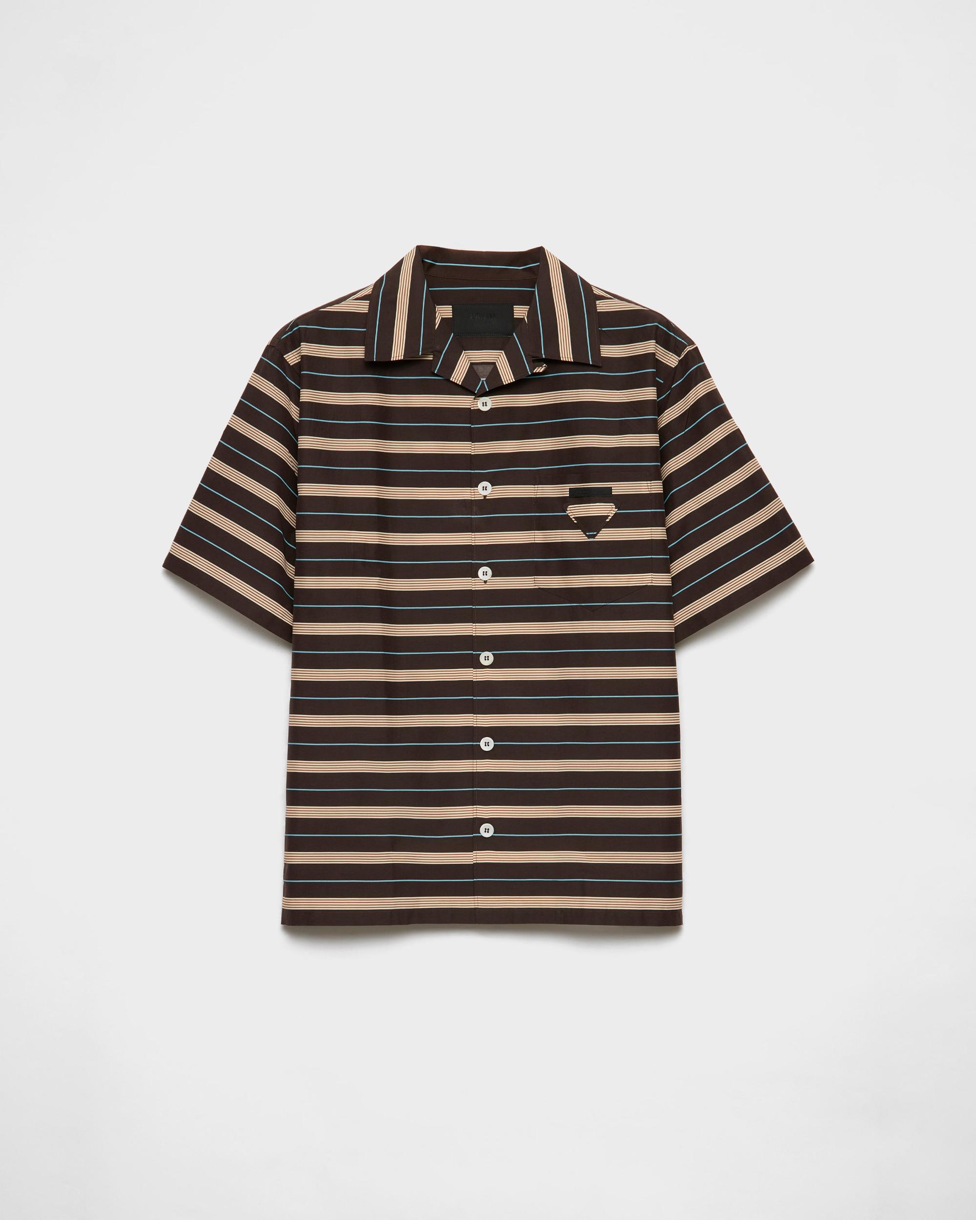 Striped cotton and silk bowling shirt Product Image