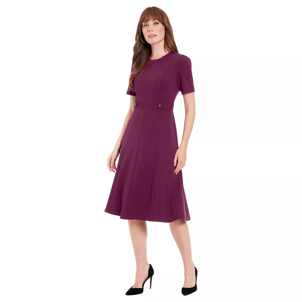 Women's London Times Solid Side Tab Fit & Flare Dress,  Product Image