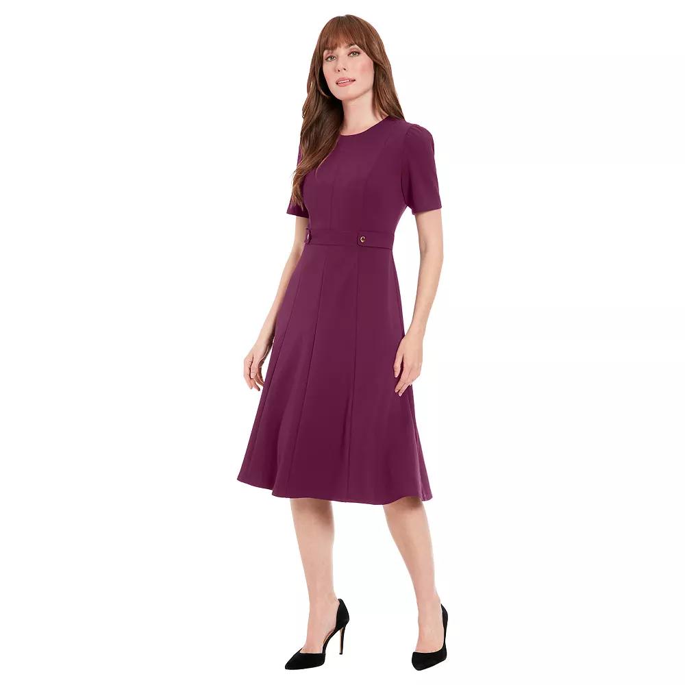 Women's London Times Solid Side Tab Fit & Flare Dress,  Product Image