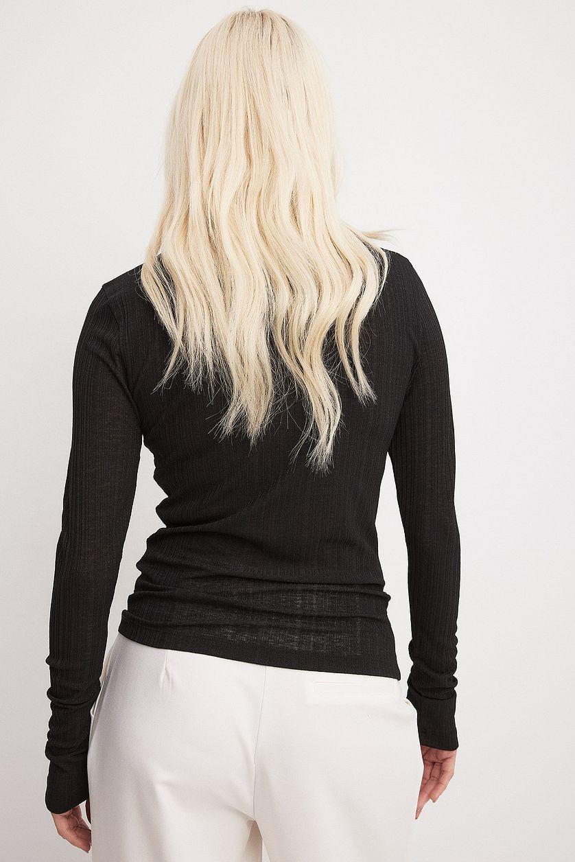 Sheer Ribbed Long Sleeve Top Product Image