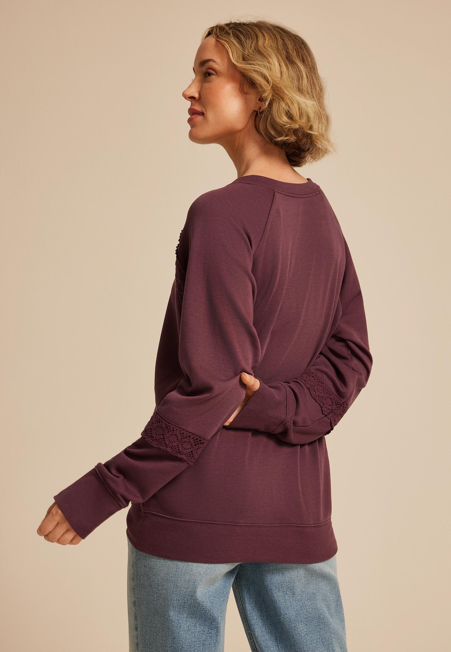 Crochet Mix Relaxed Fit Sweatshirt Product Image