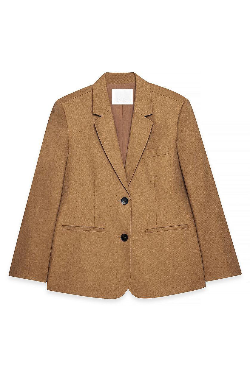 Regular Linen-Blend Blazer Brown Product Image