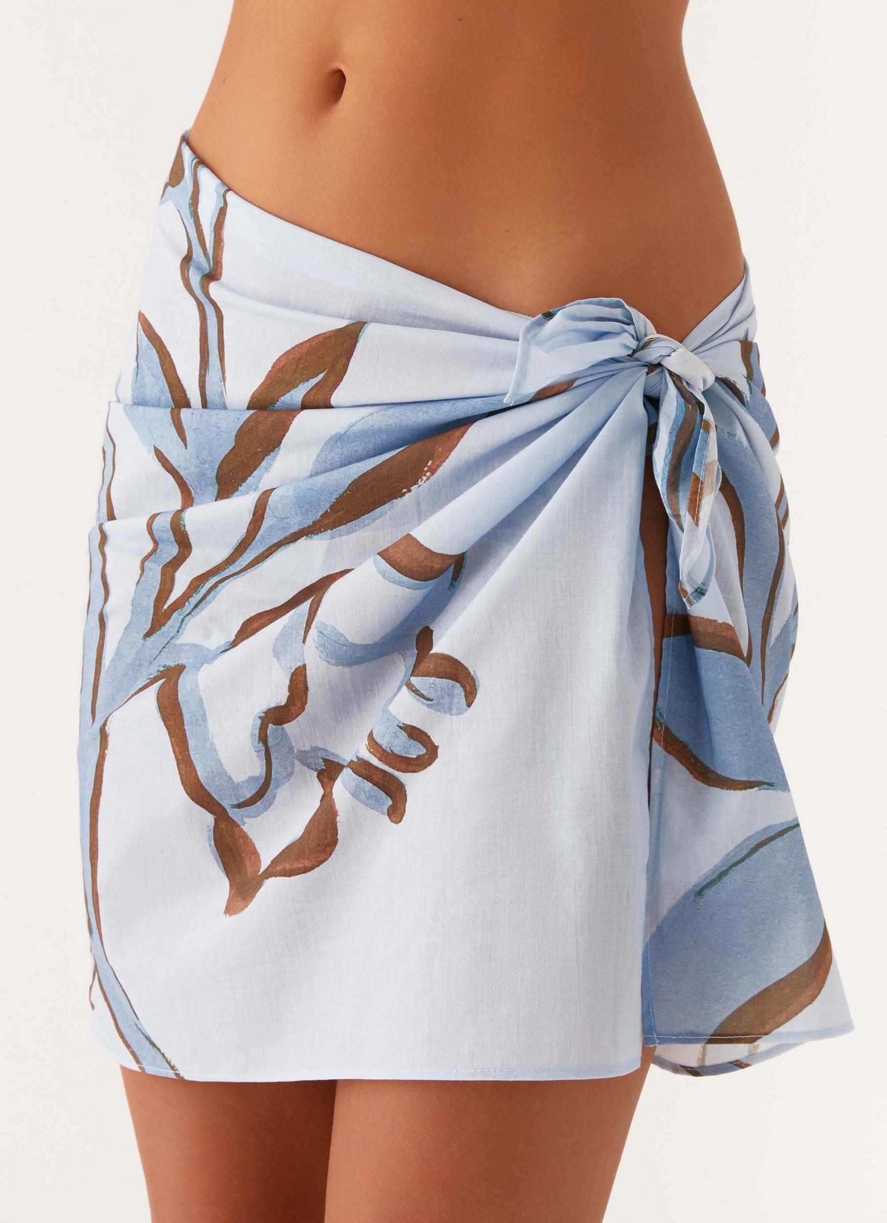 Ocean Is Calling Mini Sarong - Blue Floral Print Product Image