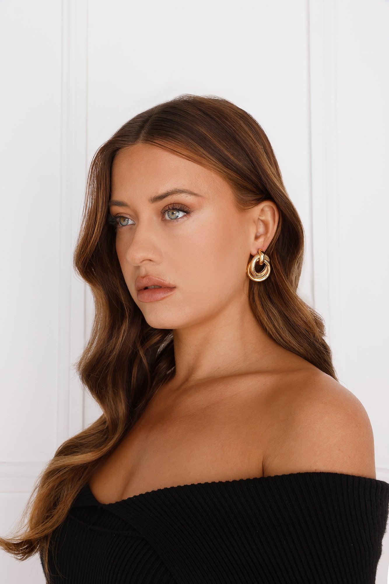 Frosted Glam Earrings Gold Product Image