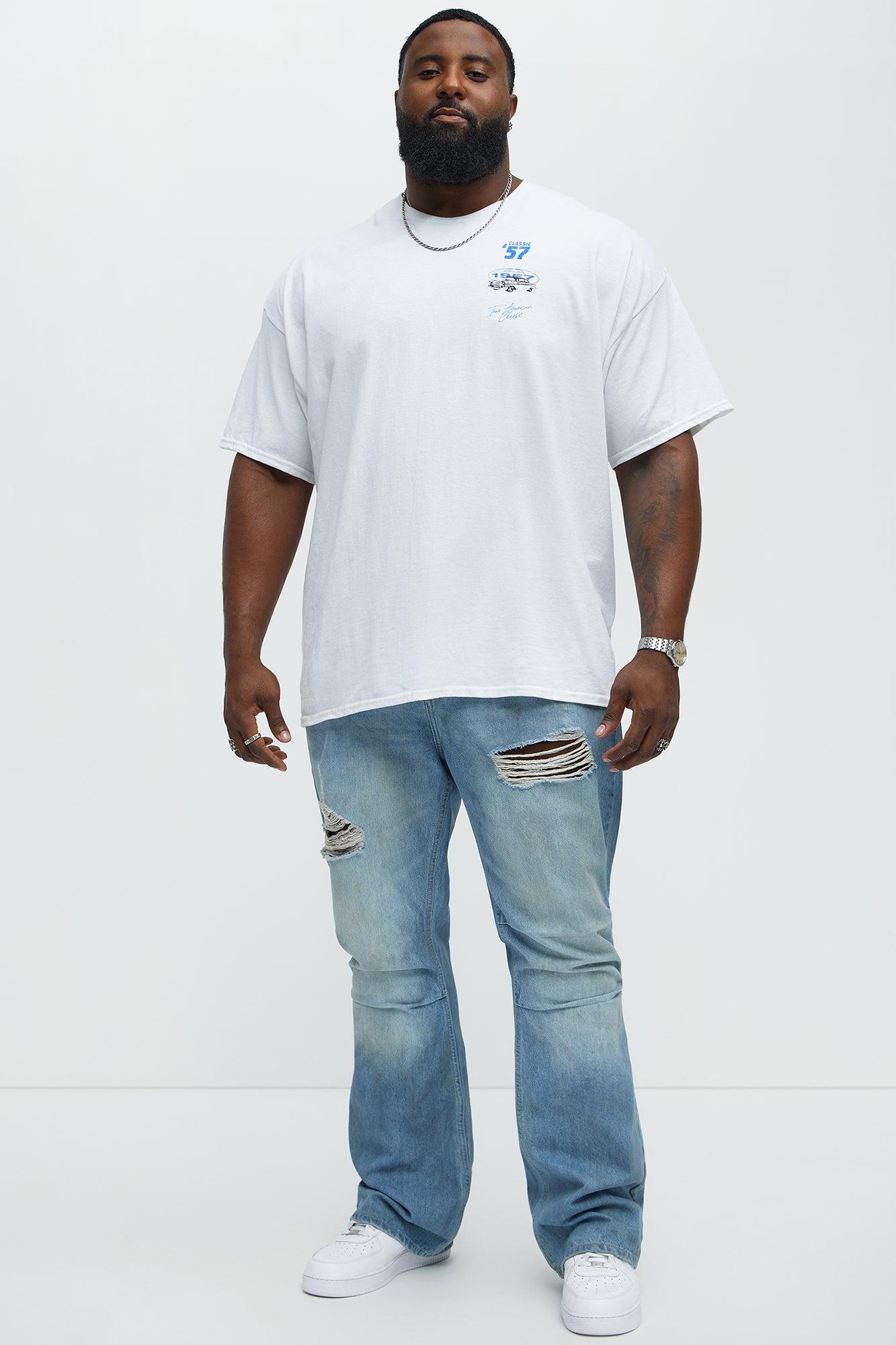 Out And About Ripped Stacked Slim Flare Jeans - Light Wash Male Product Image