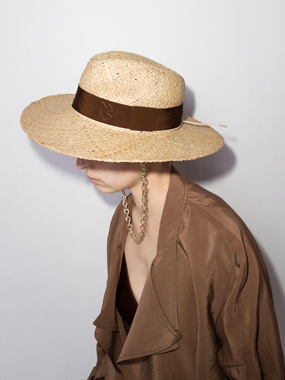 chain-embellished Fedora straw hat Product Image