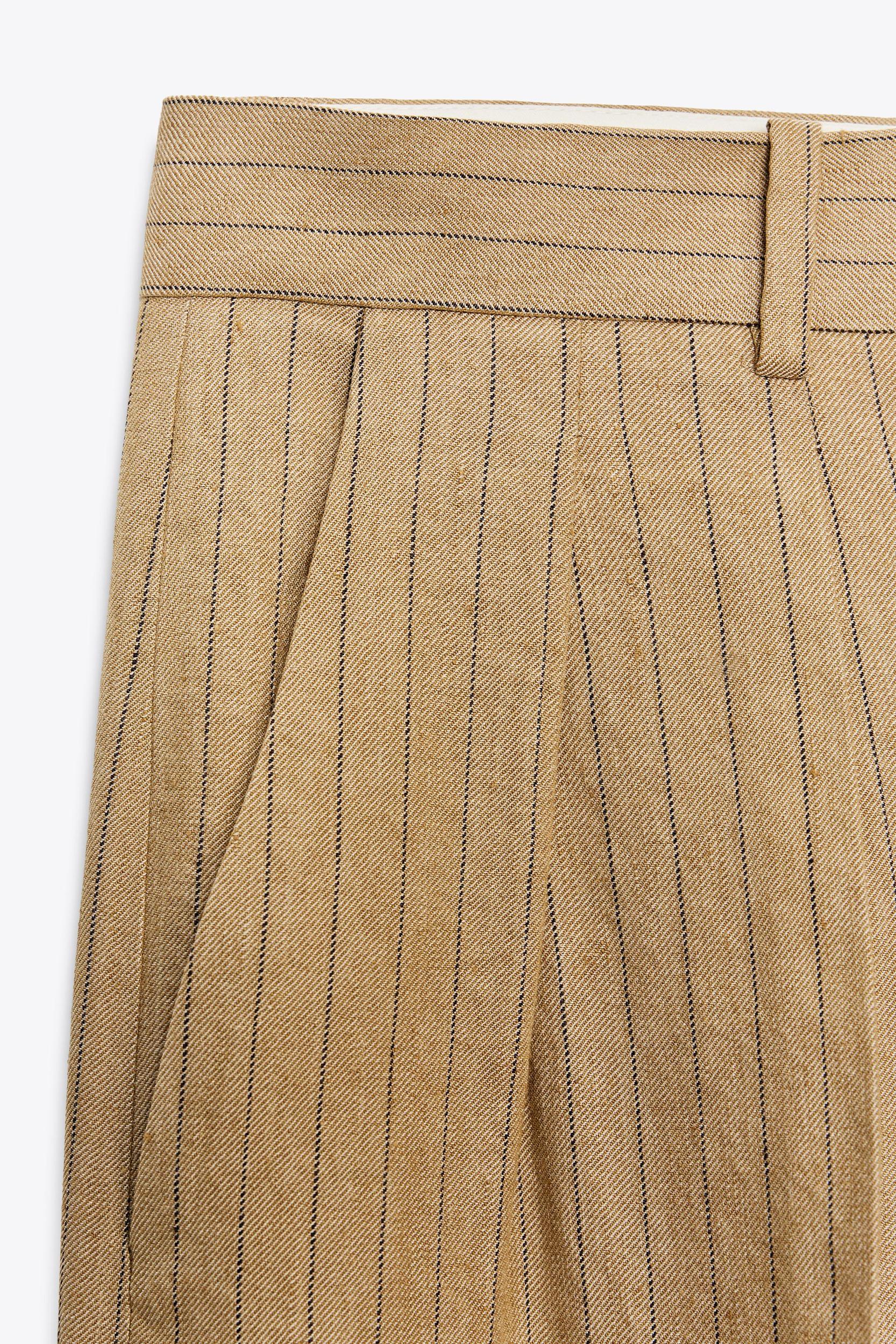 ZW COLLECTION LINEN STRIPE PLEATED PANTS Product Image