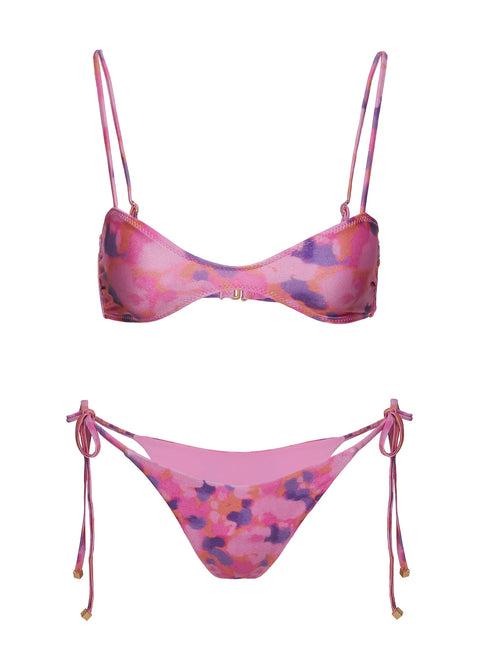 Glora Tie Side Bikini Bottoms Purple Floral Product Image
