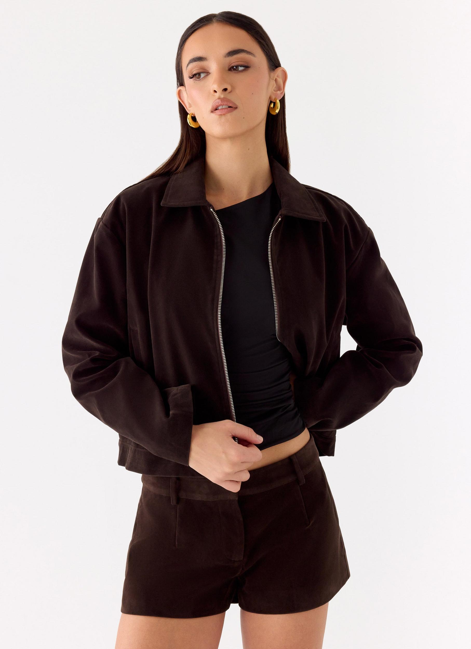 Jeremy Faux Suede Shorts - Chocolate Product Image