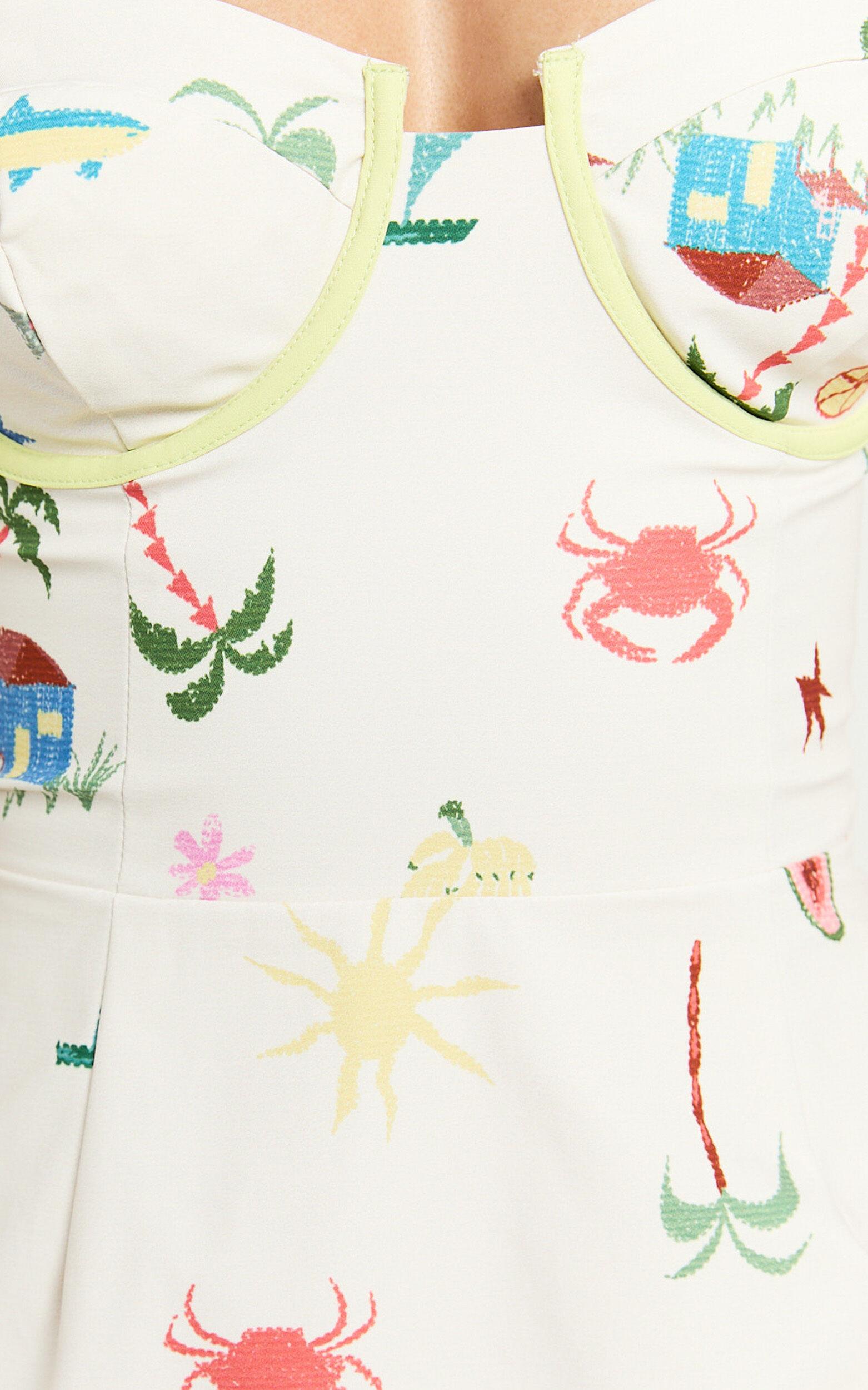 Amalie The Label - Kalista Bustier Tie Up Back Mini Dress in Tropical Oasis Print Product Image