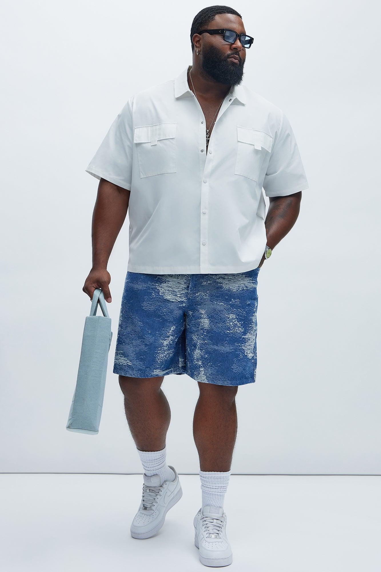 Cloud 9 Textured Relaxed Shorts - Light Blue Product Image