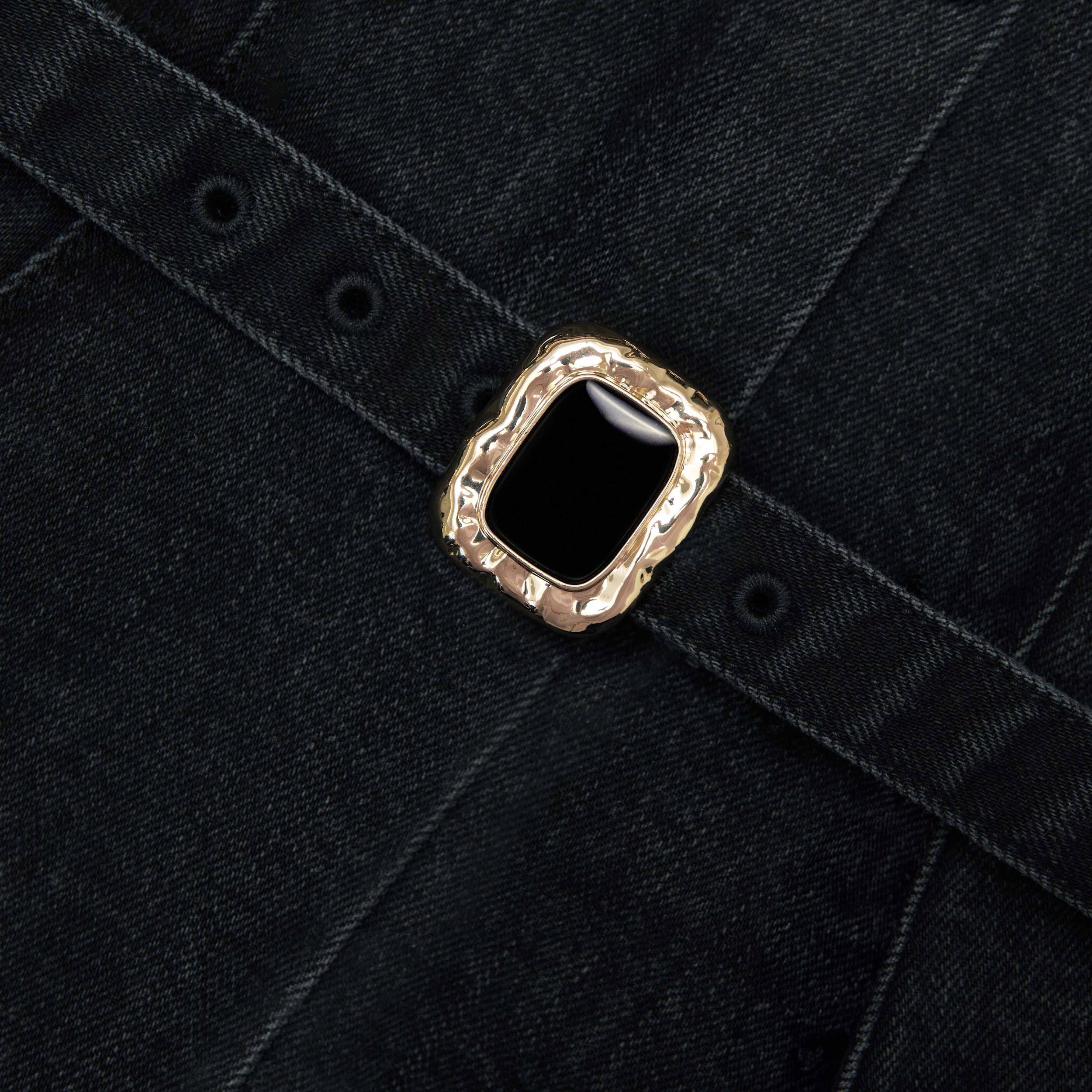 Black Denim Bandeau Midi Dress Product Image