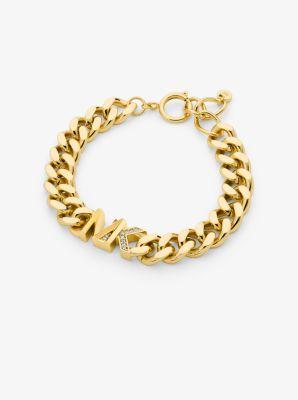 14K -Plated Brass Pavé Logo Curb Link Necklace Product Image