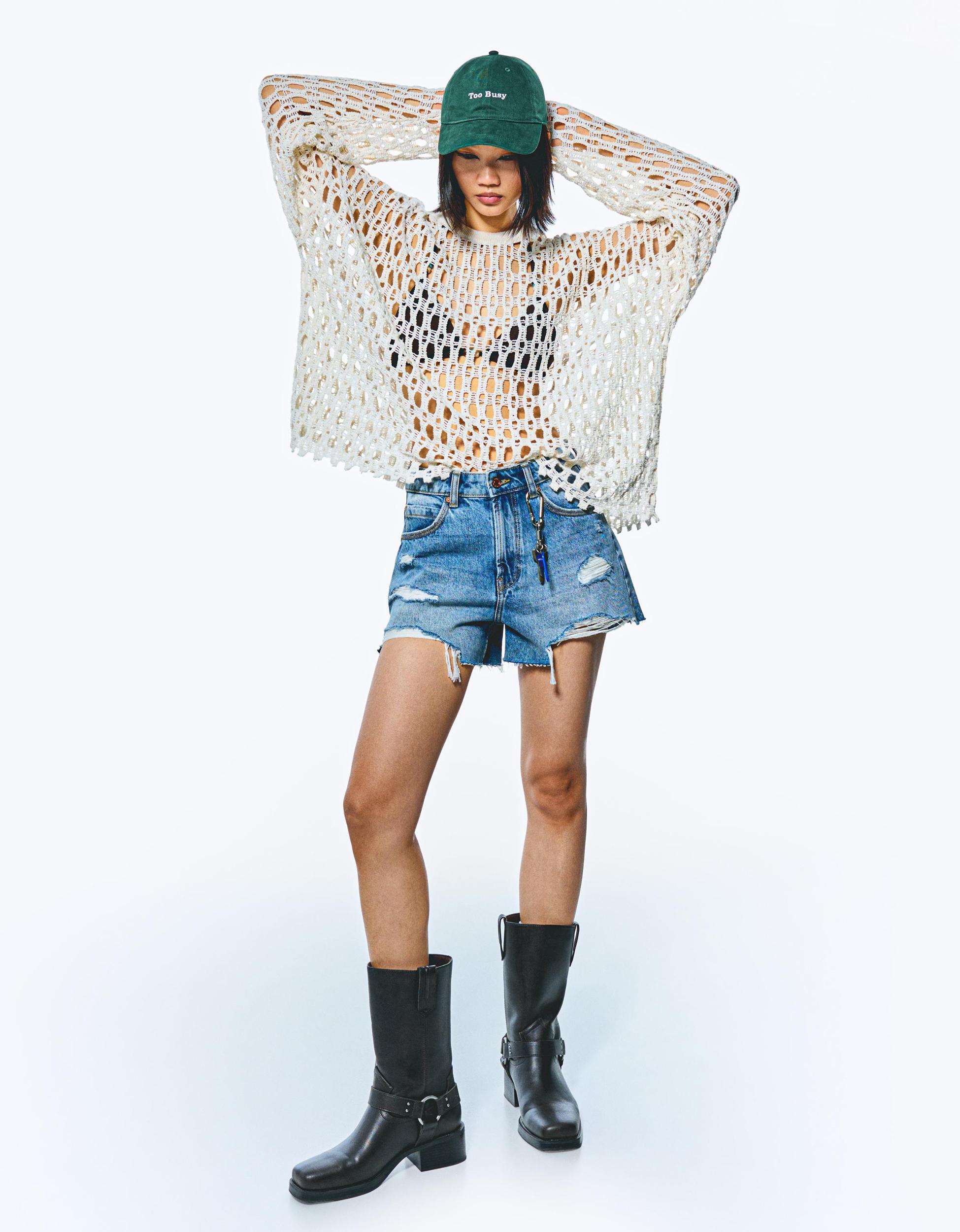 Ripped denim shorts Product Image