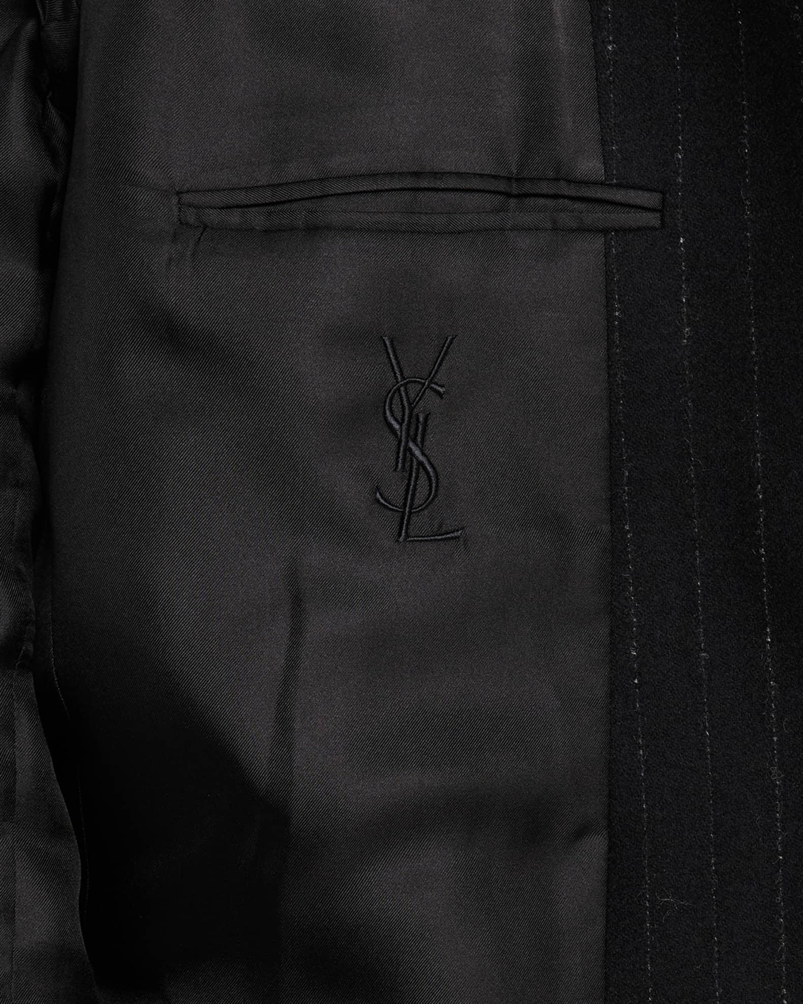 Men's Pinstripe Double-Breasted Peak Lapel Sport Coat Product Image