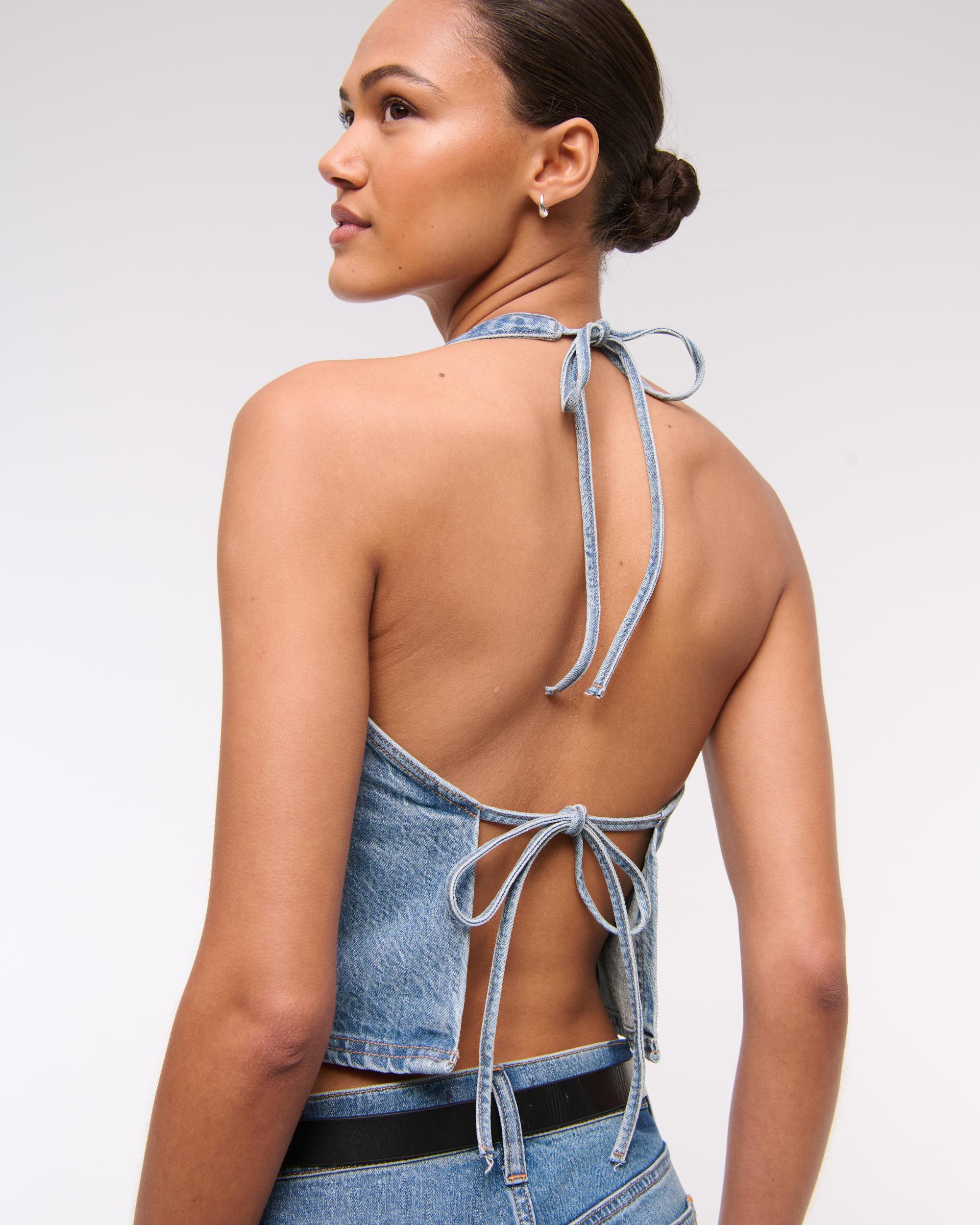 Denim Halter Vest Product Image