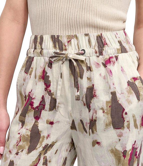 DKNY by Donna Karan Printed Linen Blend Pull On Pants Product Image