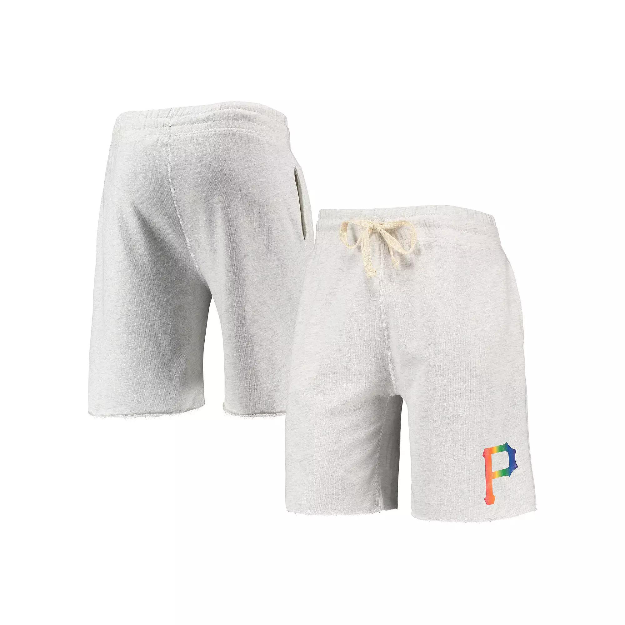 Men's Concepts Sport Oatmeal Pittsburgh Pirates Mainstream Logo Terry Tri-Blend Shorts,  Product Image