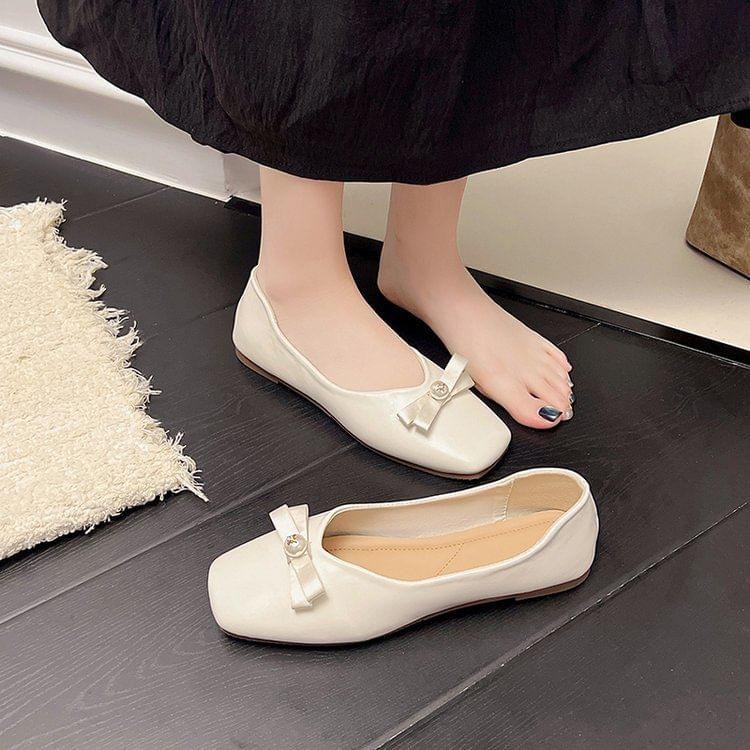 Square Toe Bow Ballet Flats Product Image