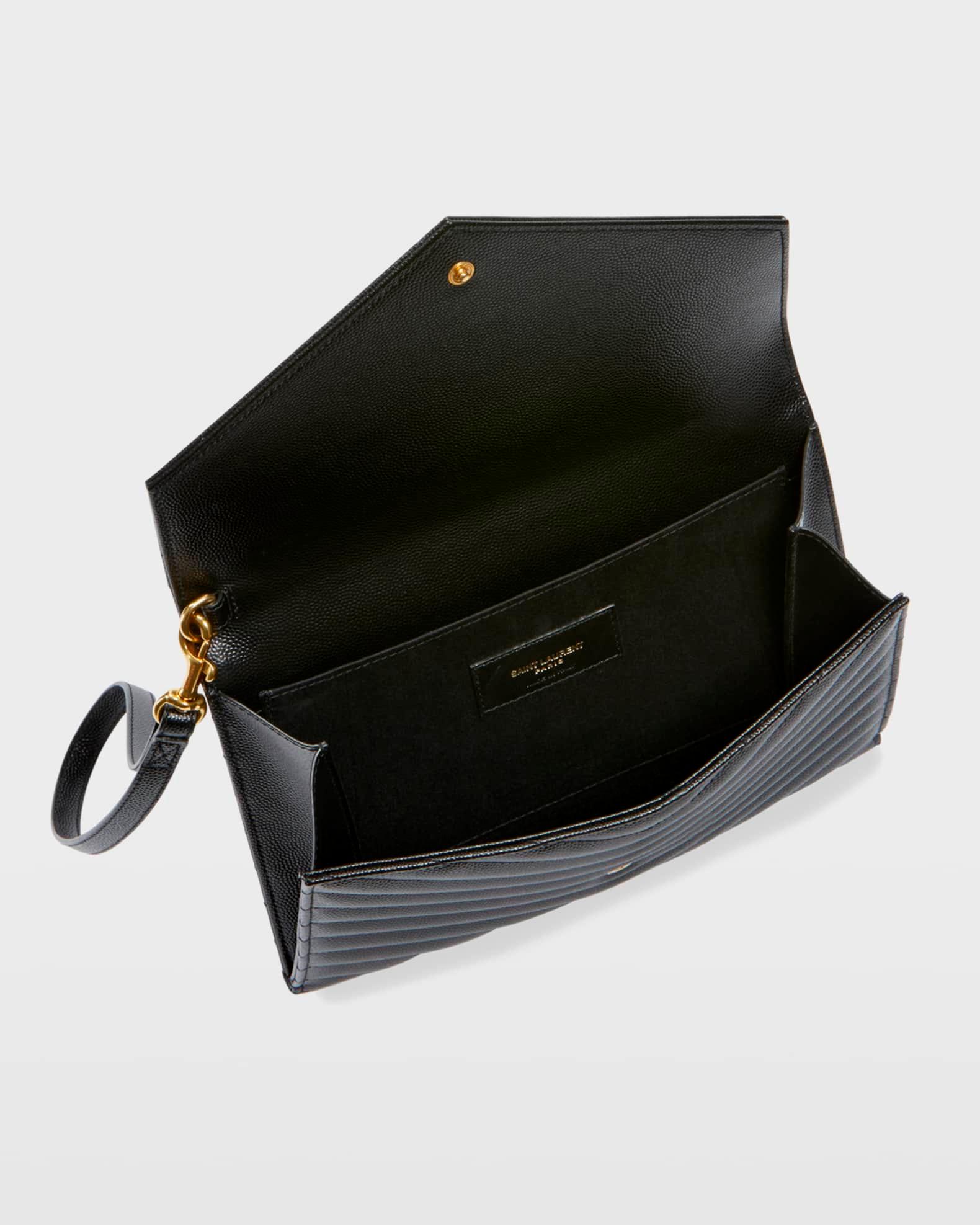 YSL Monogram Flap Clutch Bag in Grained Leather Product Image