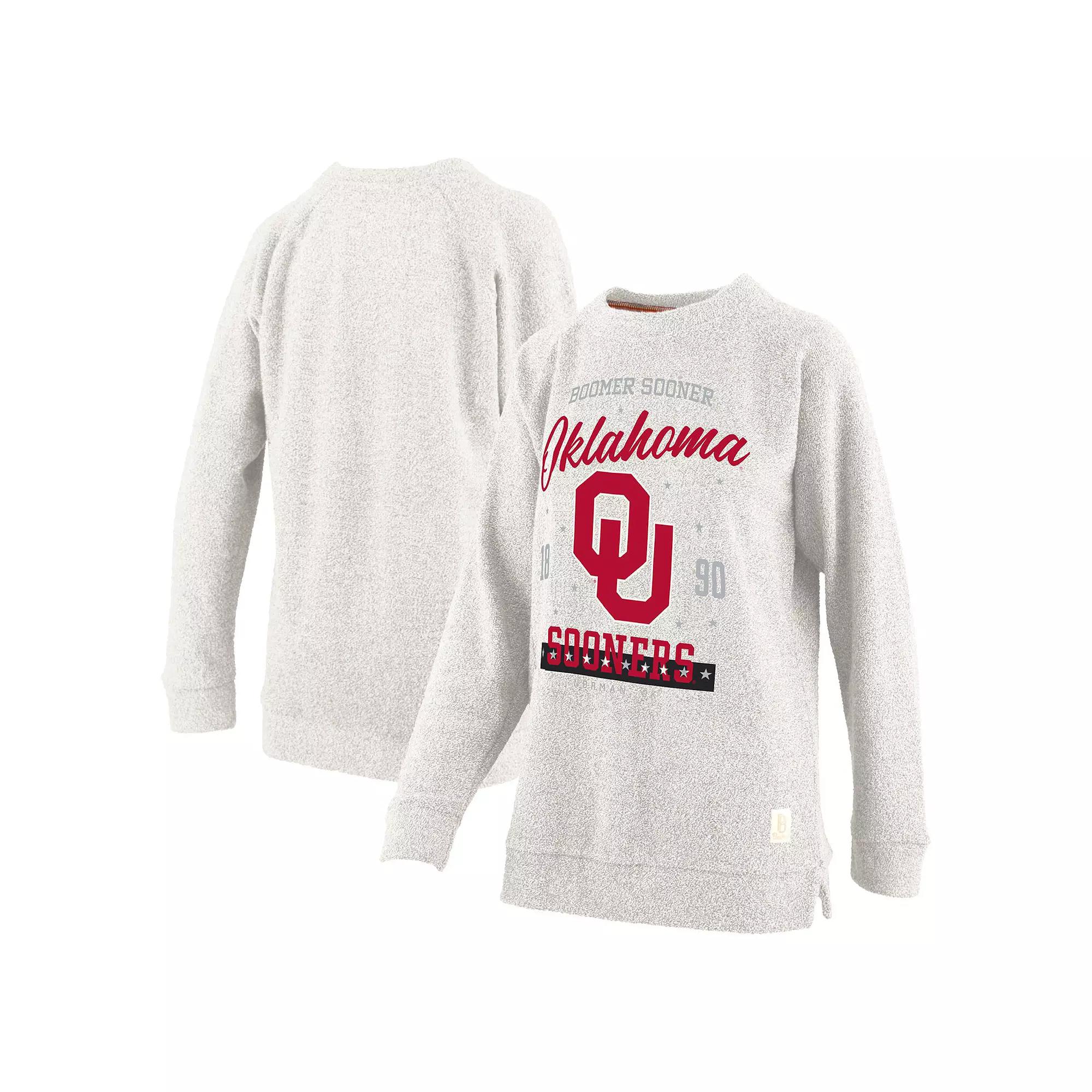 Women's Pressbox Oatmeal Oklahoma Sooners Plus Size Comfy Cairo Terry Pullover Sweatshirt, Size: XL, Team Product Image