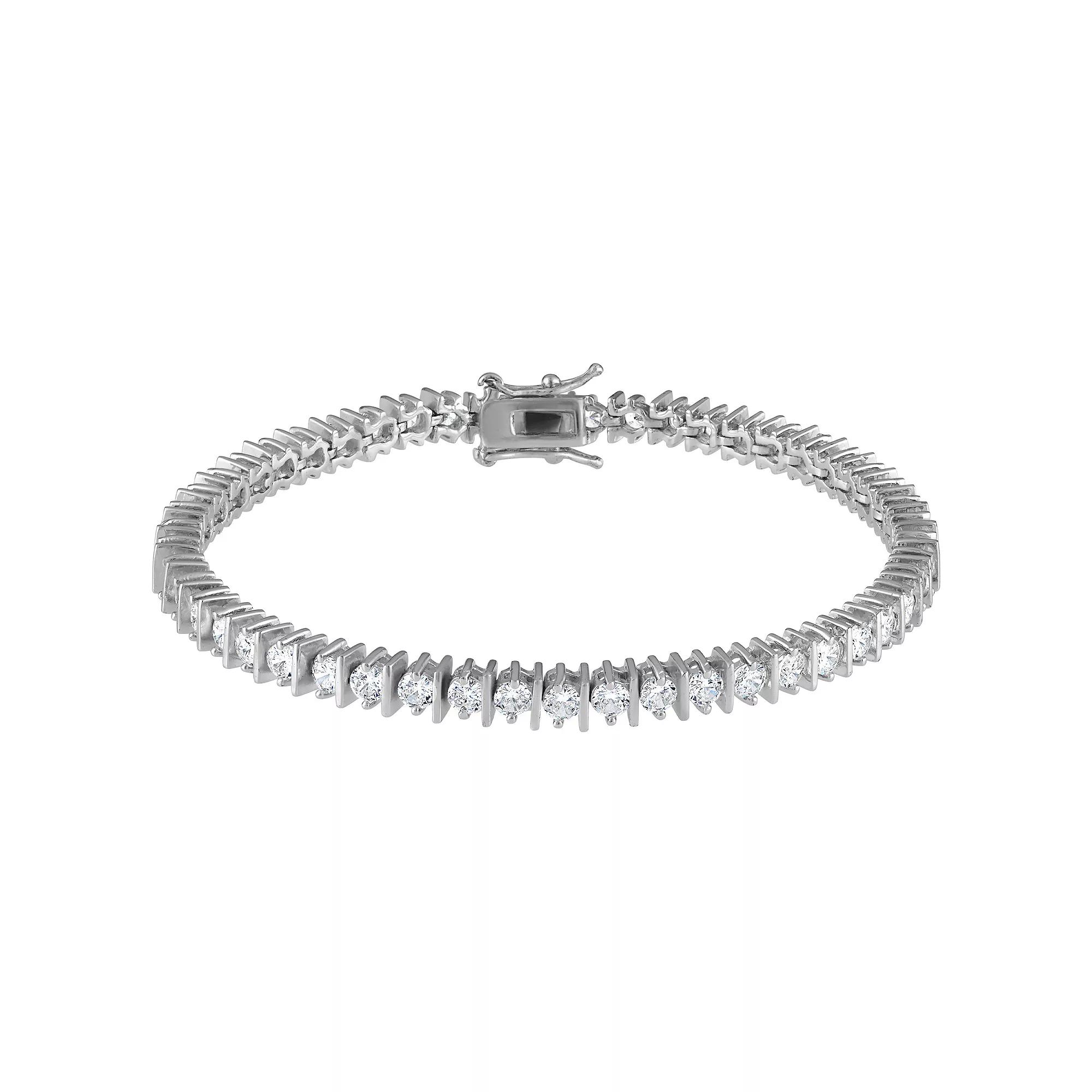 14k Sterling Silver Cubic Zirconia Tennis Bracelet, Women's Product Image