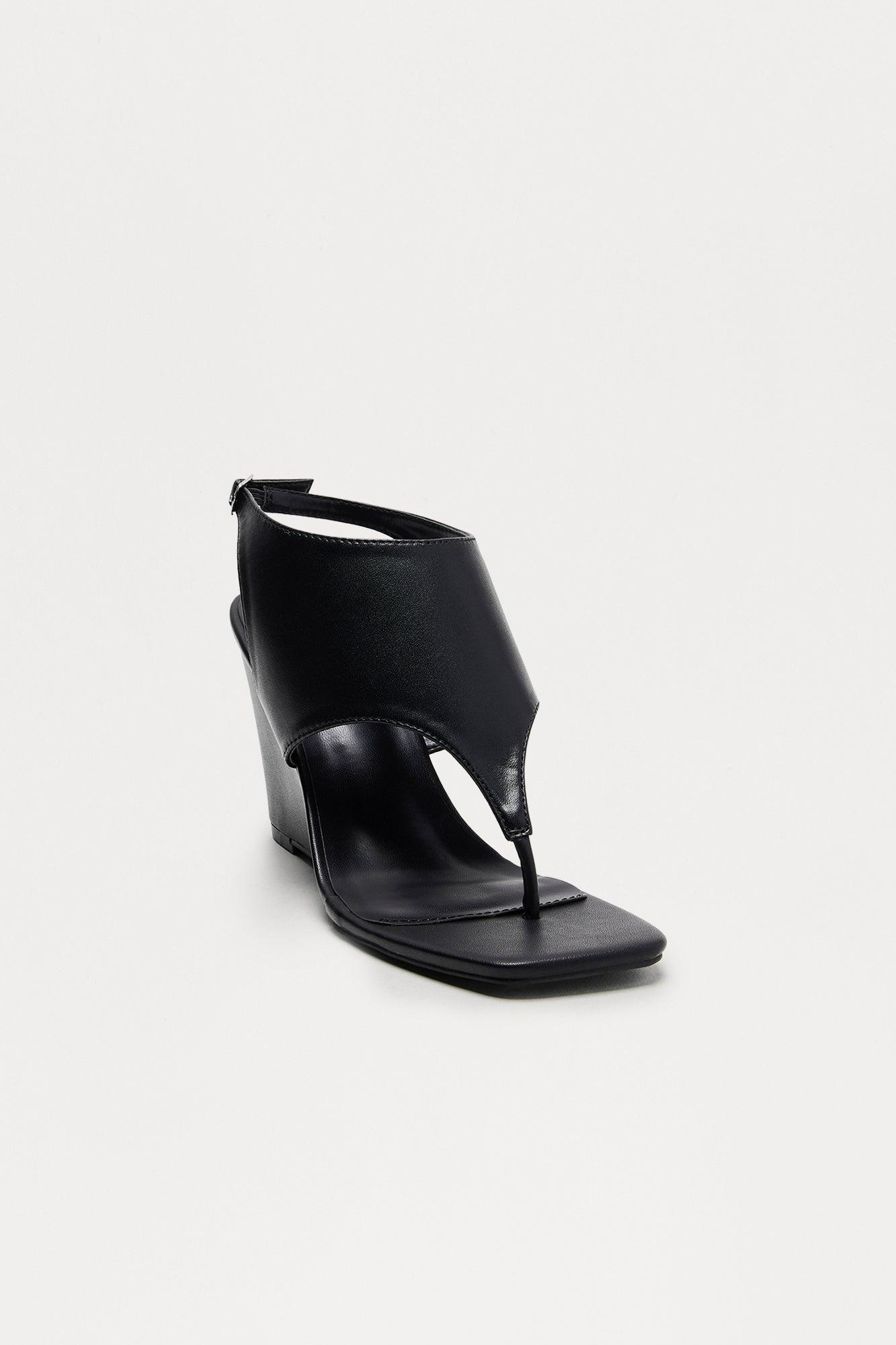 Idaline Ankle Strap Wedges - Black Product Image