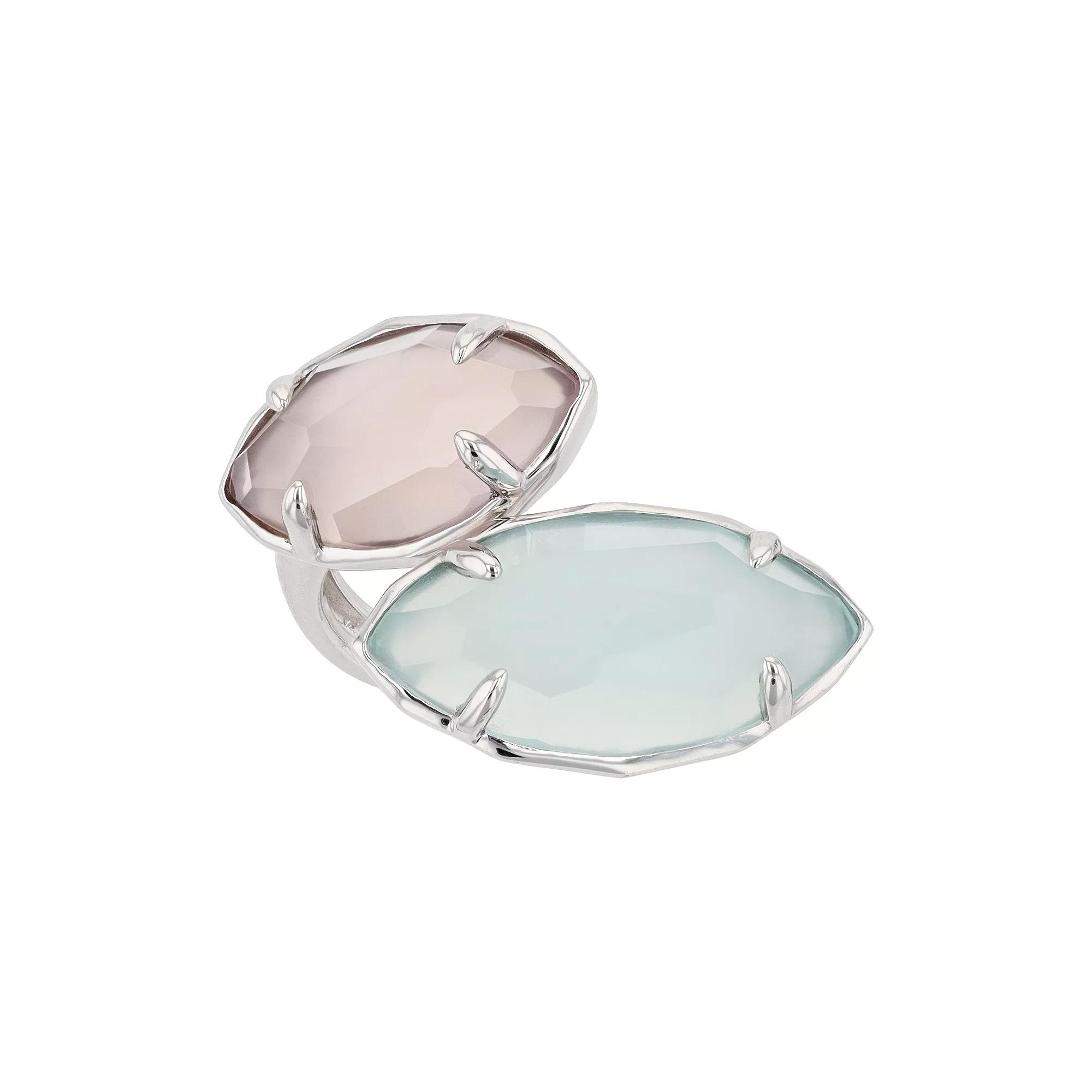 SIRI USA by TJM Sterling Silver Blue Chalcedony & Lavender Chalcedony 2-Stone Ring, Women's, Size: 6 Product Image