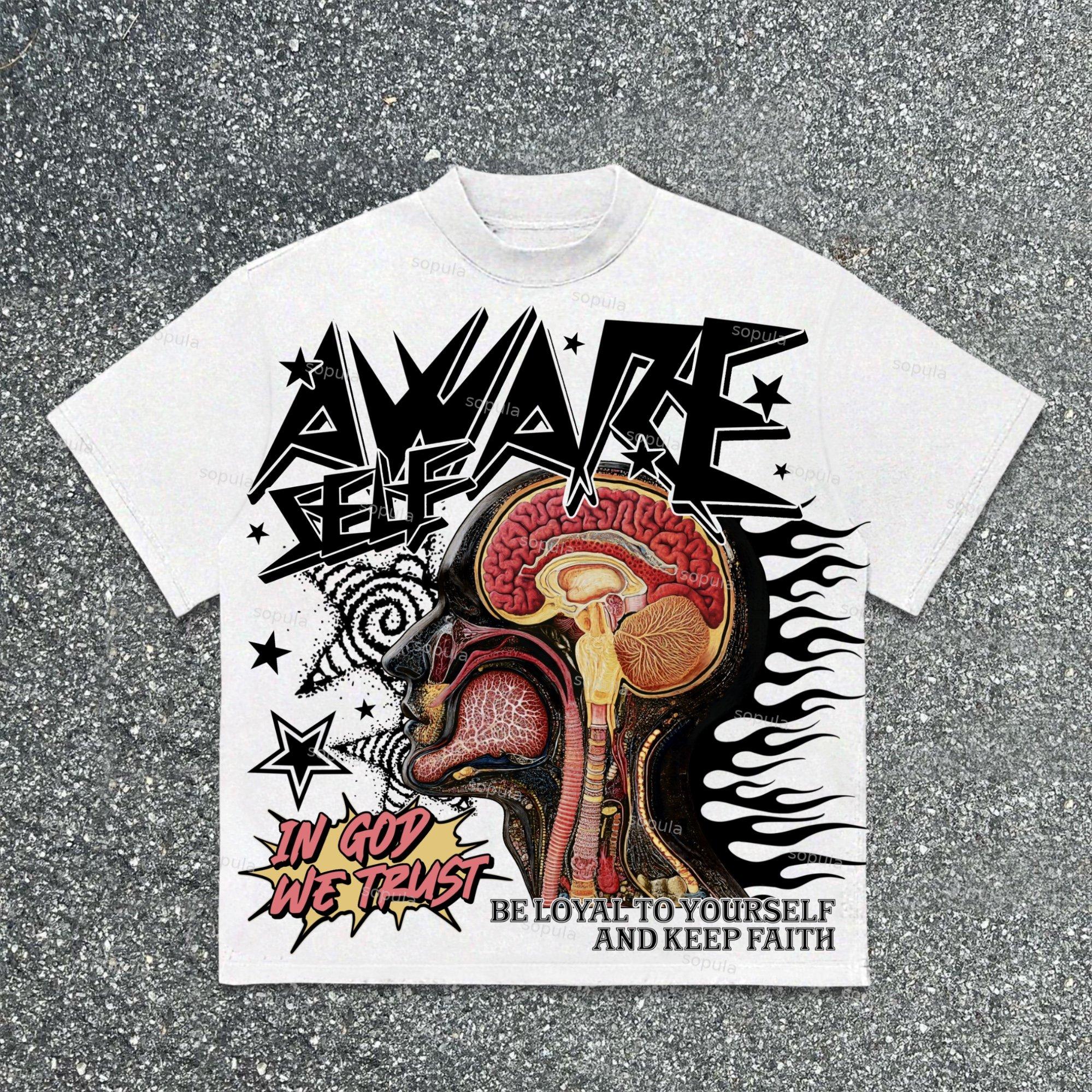 Sopula Aware Self Flame Mind Old Graphic Cotton T-Shirt Product Image