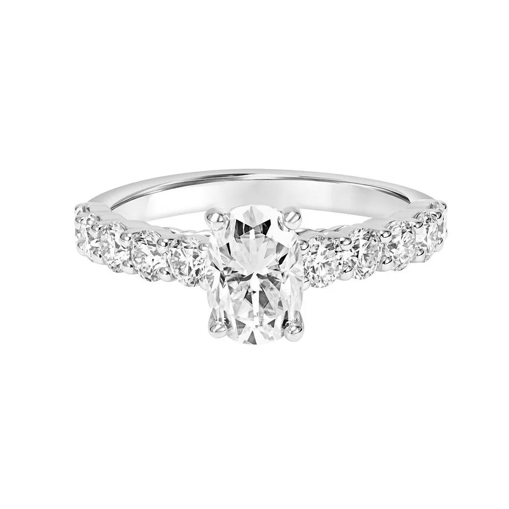 Love Always Sterling Silver 2 Carat T.G.W. Lab-Created Moissanite Engagement Ring, Women's,  Product Image